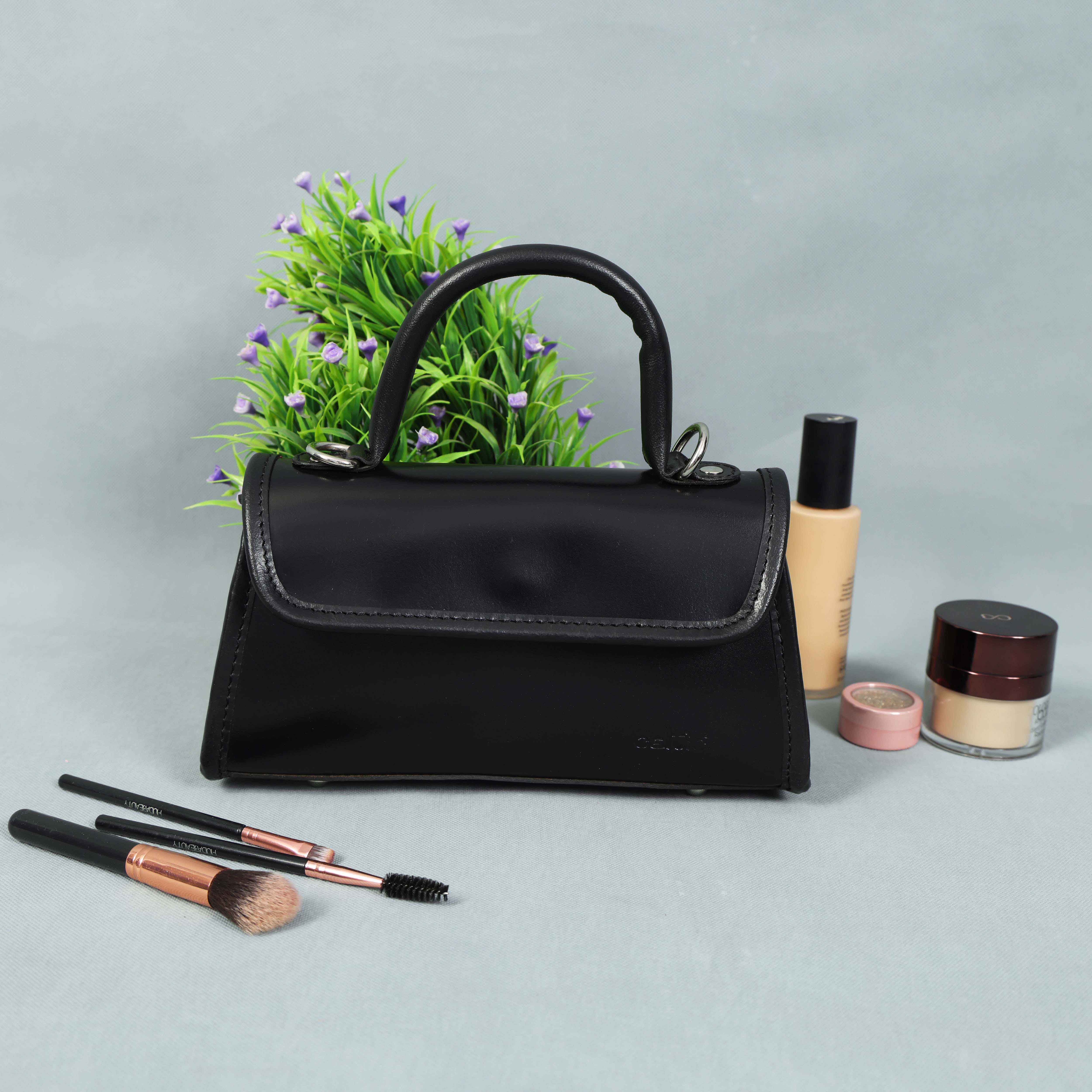 Premium  Leather Top-Handle Handbag with Flap Closure - Image 9