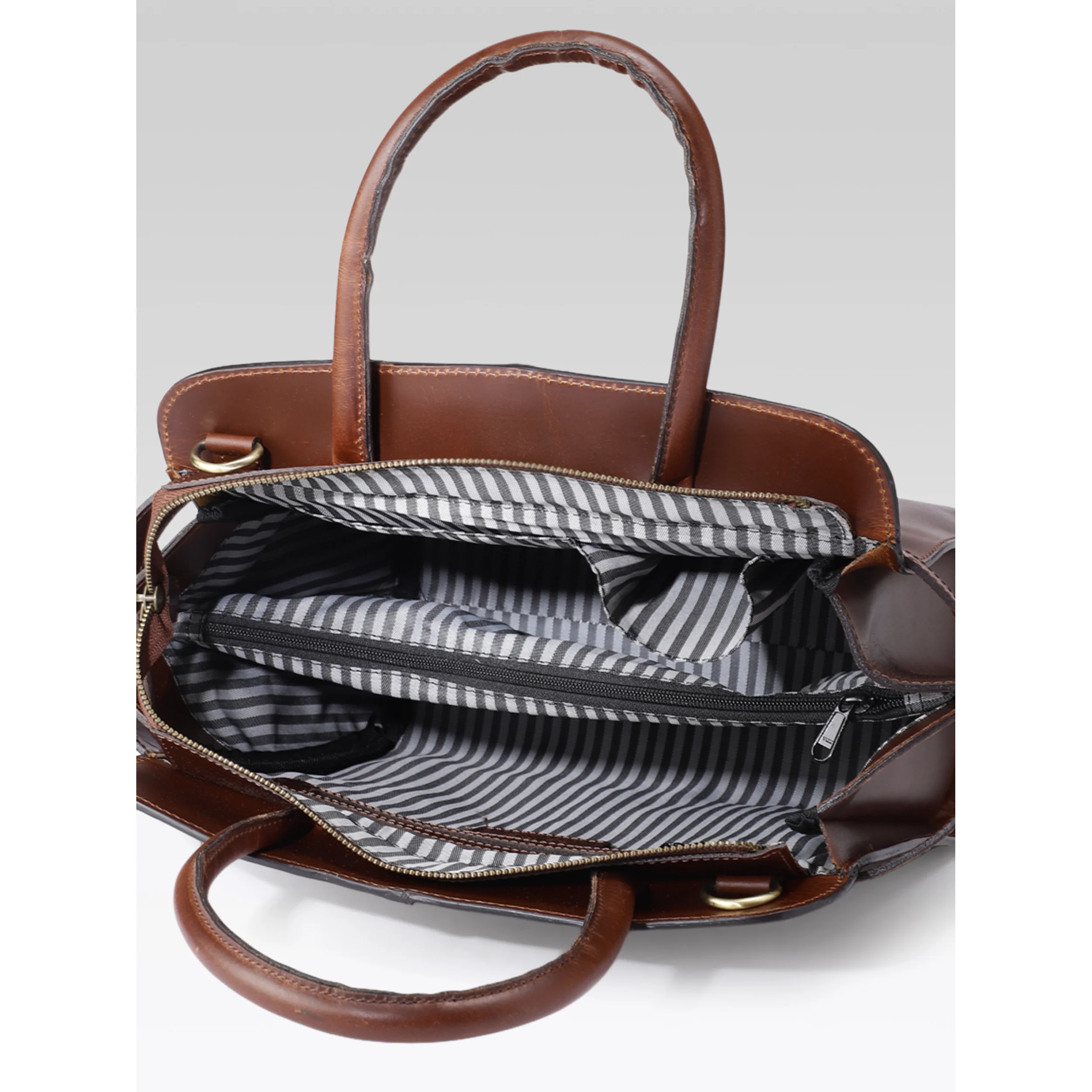 Premium Genuine Leather Satchel hand Bag with Embossed Front Panel - Image 15