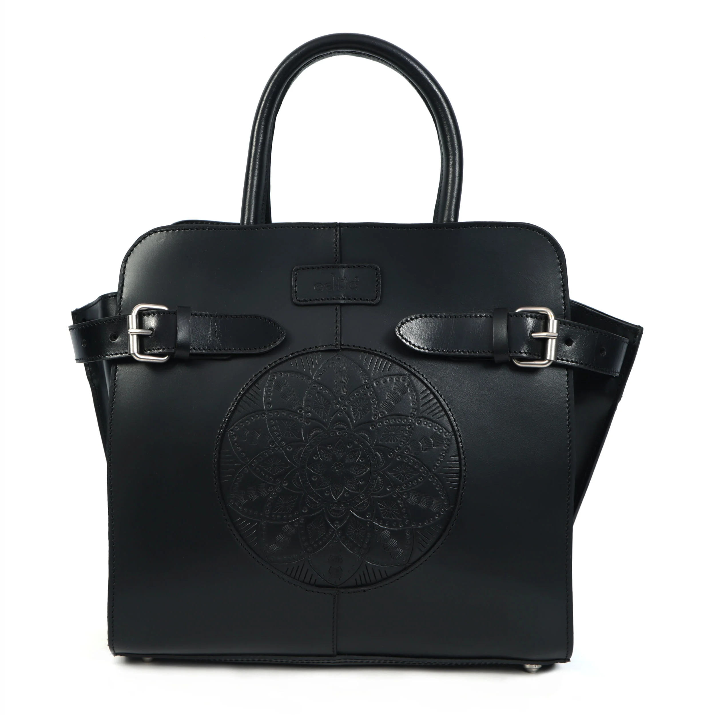 Premium Genuine Leather Satchel hand Bag with Embossed Front Panel - Image 4