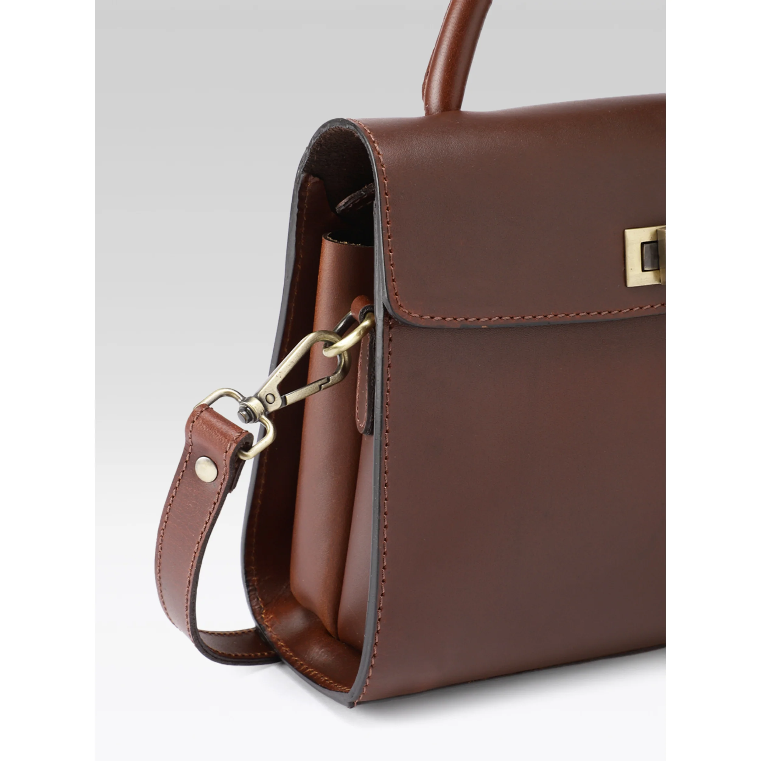 Premium Genuine Leather Handbag with Top Handle & Crossbody Strap - Image 15