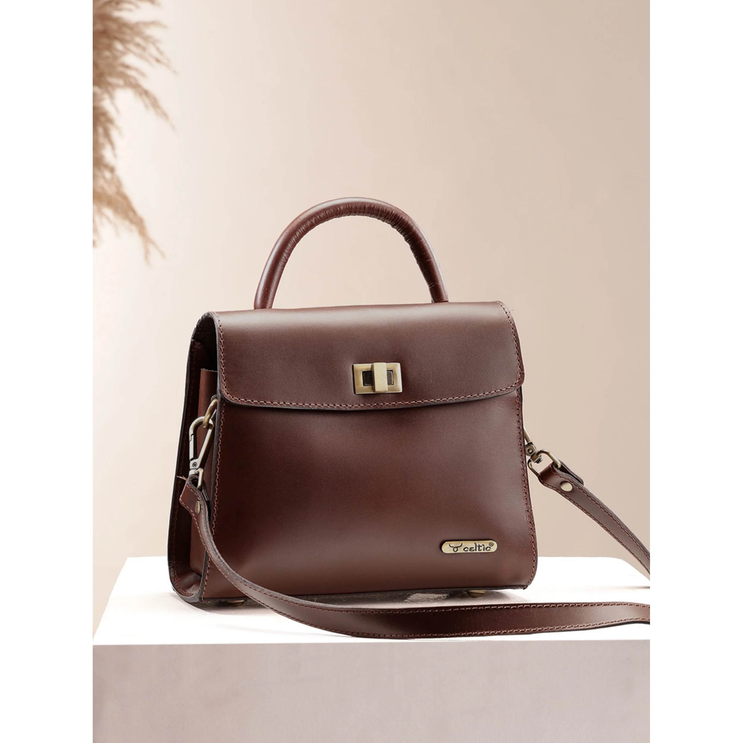 Premium Genuine Leather Handbag with Top Handle & Crossbody Strap - Image 7