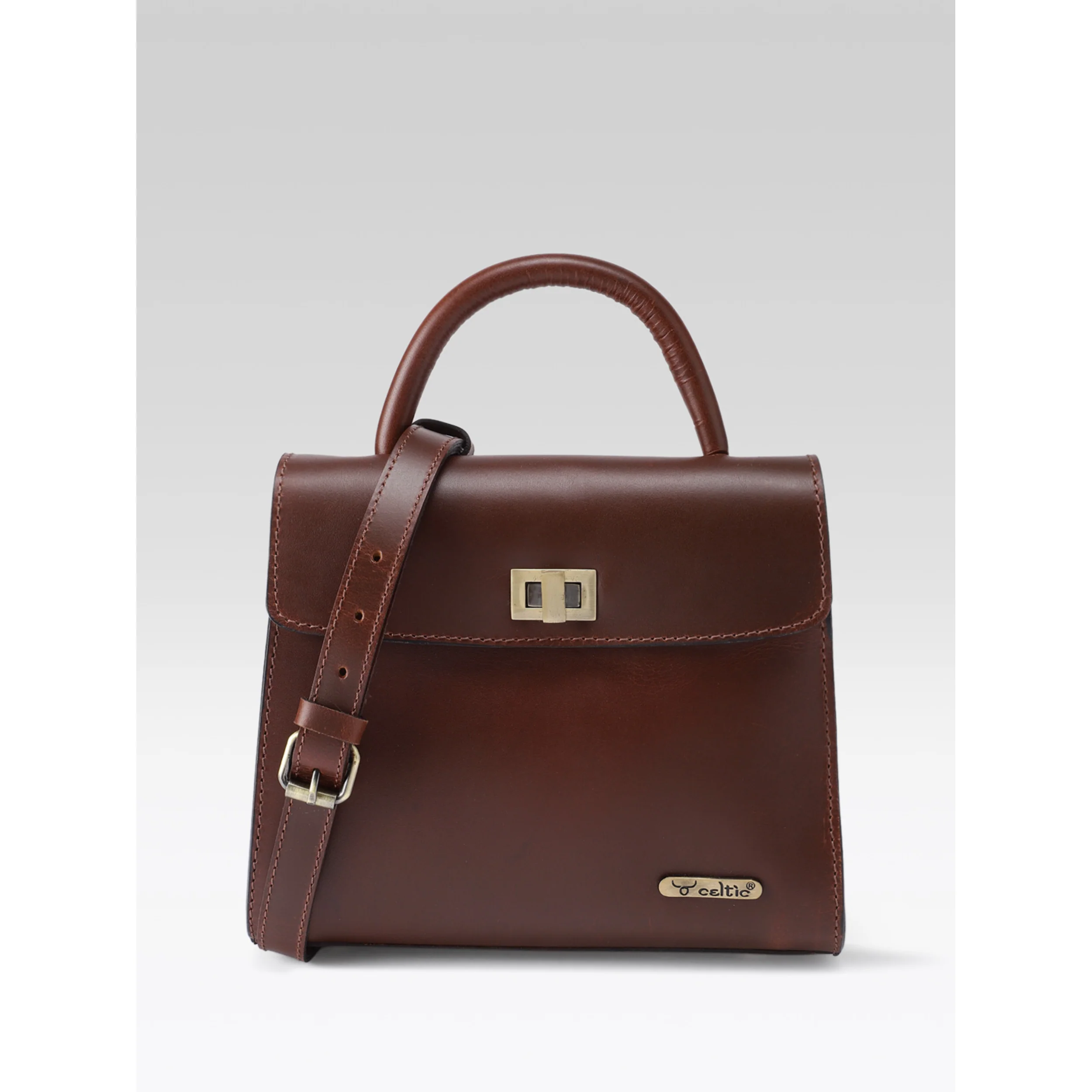 Premium Genuine Leather Handbag with Top Handle & Crossbody Strap - Image 8