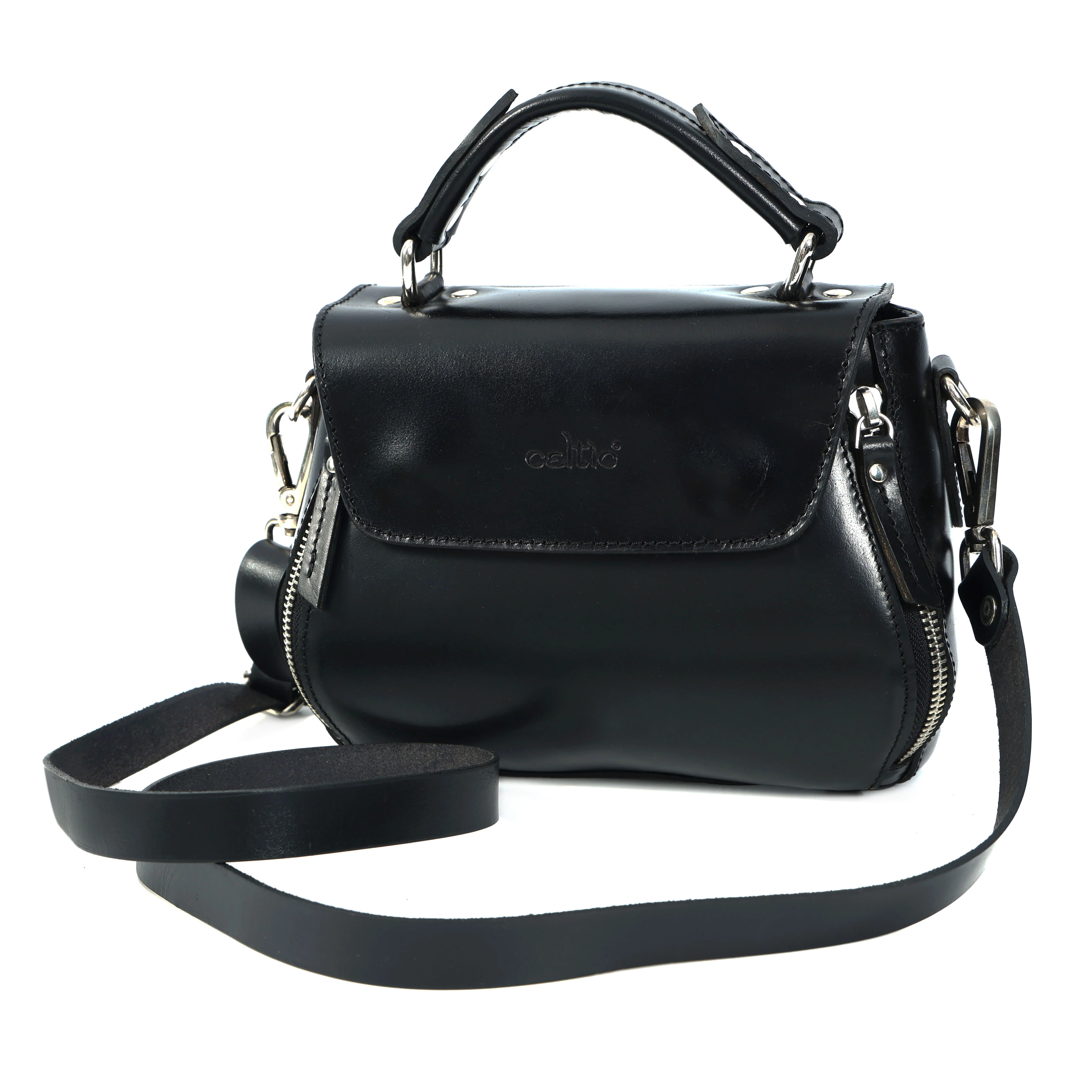 Premium Genuine Leather Top-Handle Handbag with Flap Closure & Zip Compartments - Image 10
