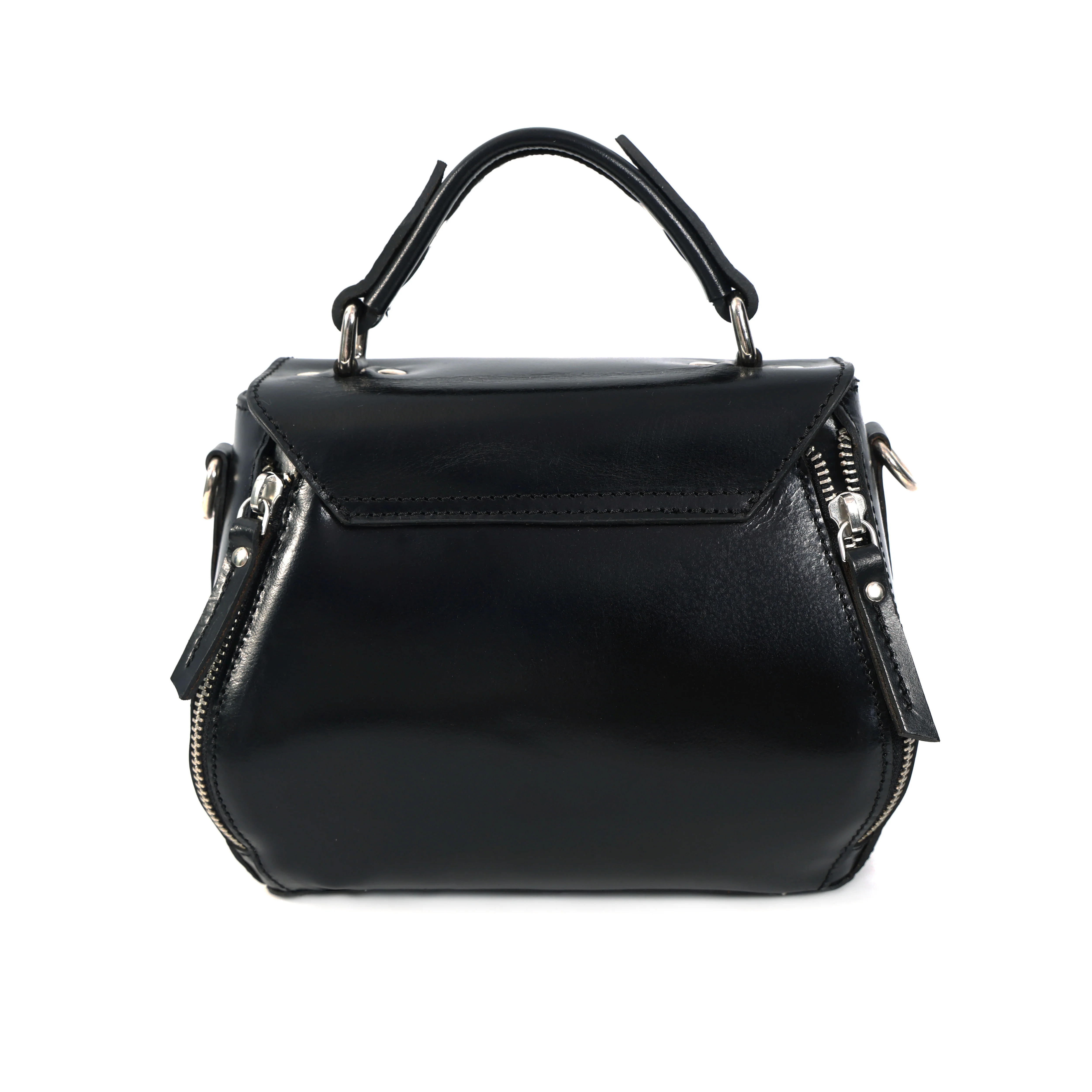 Premium Genuine Leather Top-Handle Handbag with Flap Closure & Zip Compartments - Image 11