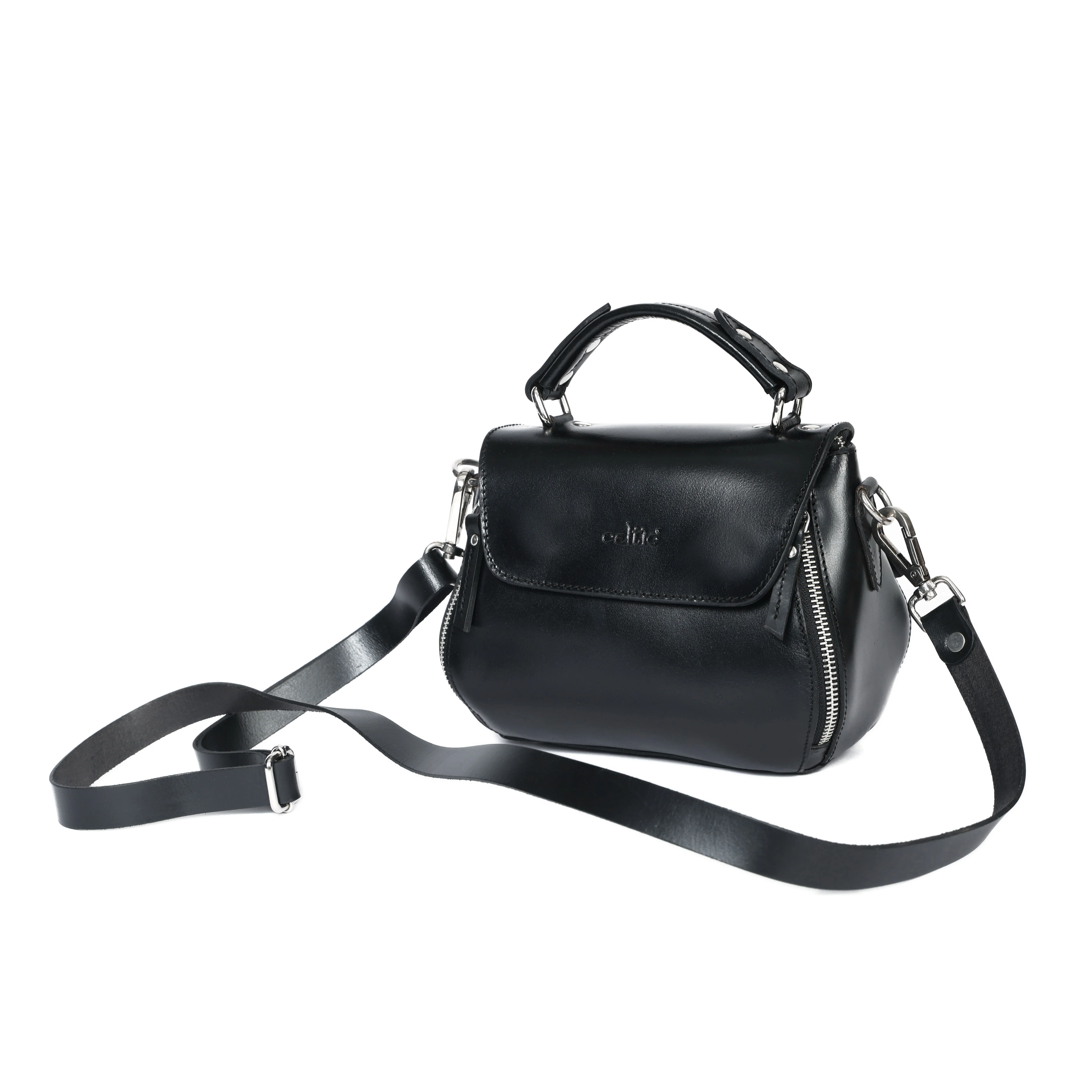 Premium Genuine Leather Top-Handle Handbag with Flap Closure & Zip Compartments - Image 7