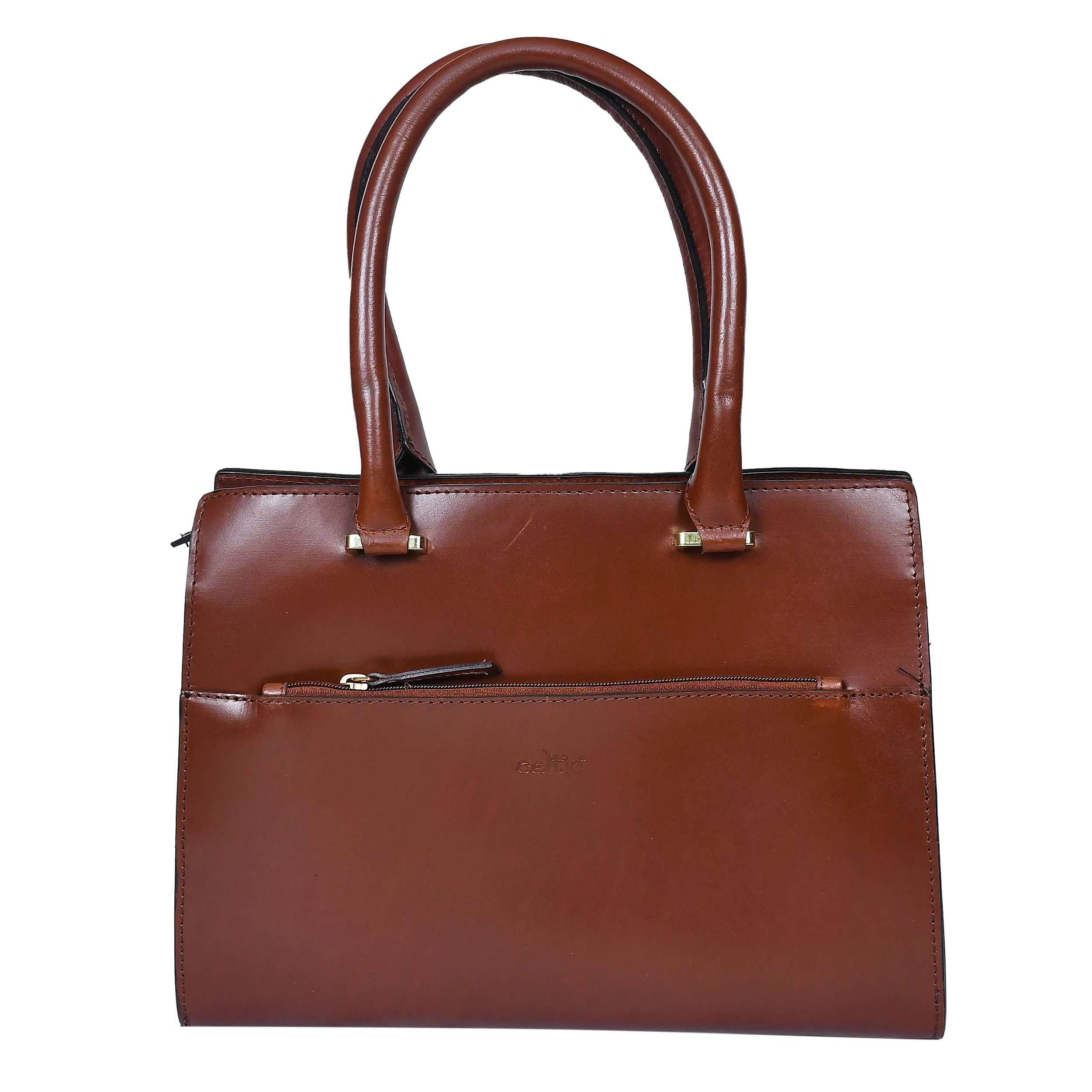 Premium Genuine Leather Tote Handbag with Dual Zip Compartments. - Image 3