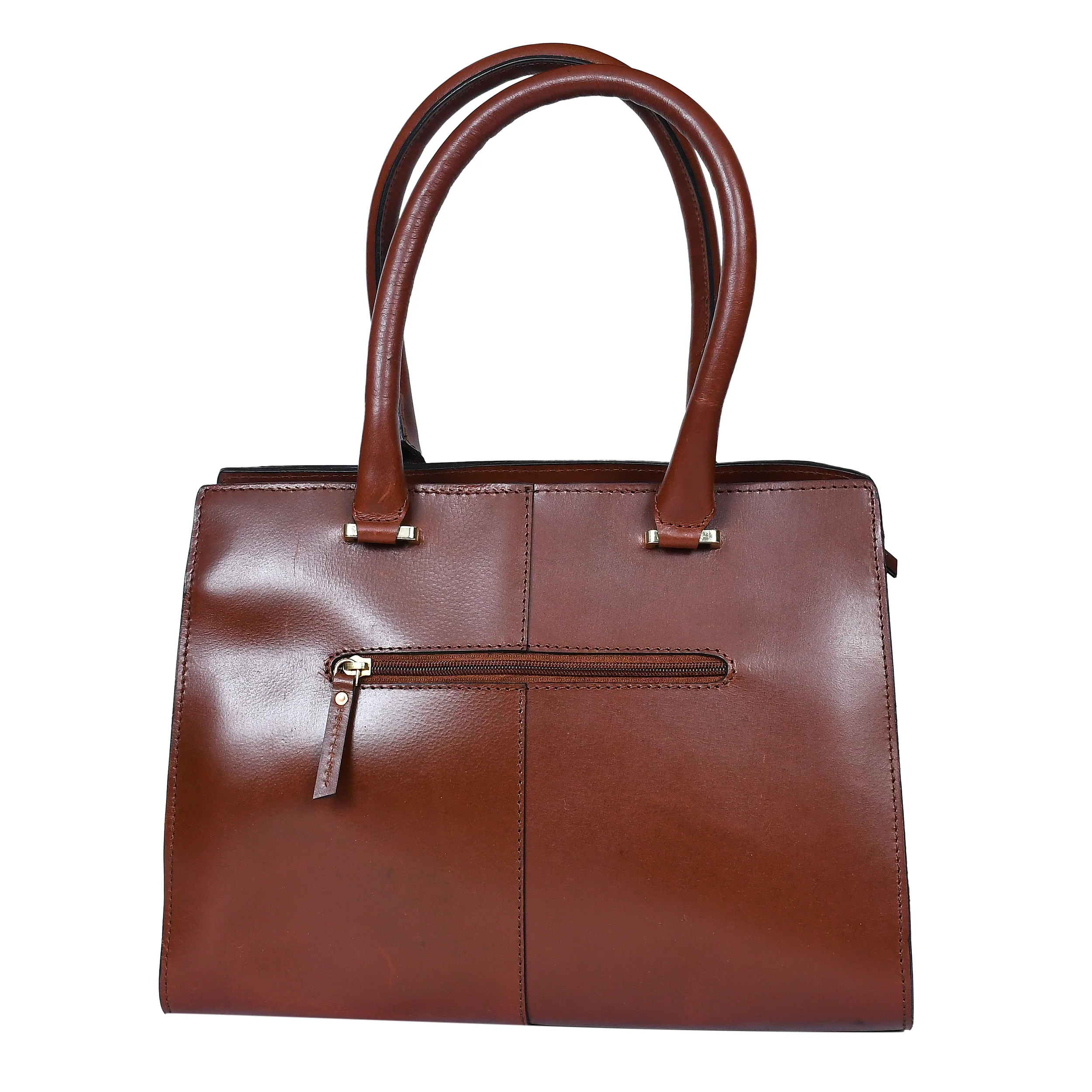 Premium Genuine Leather Tote Handbag with Dual Zip Compartments. - Image 4