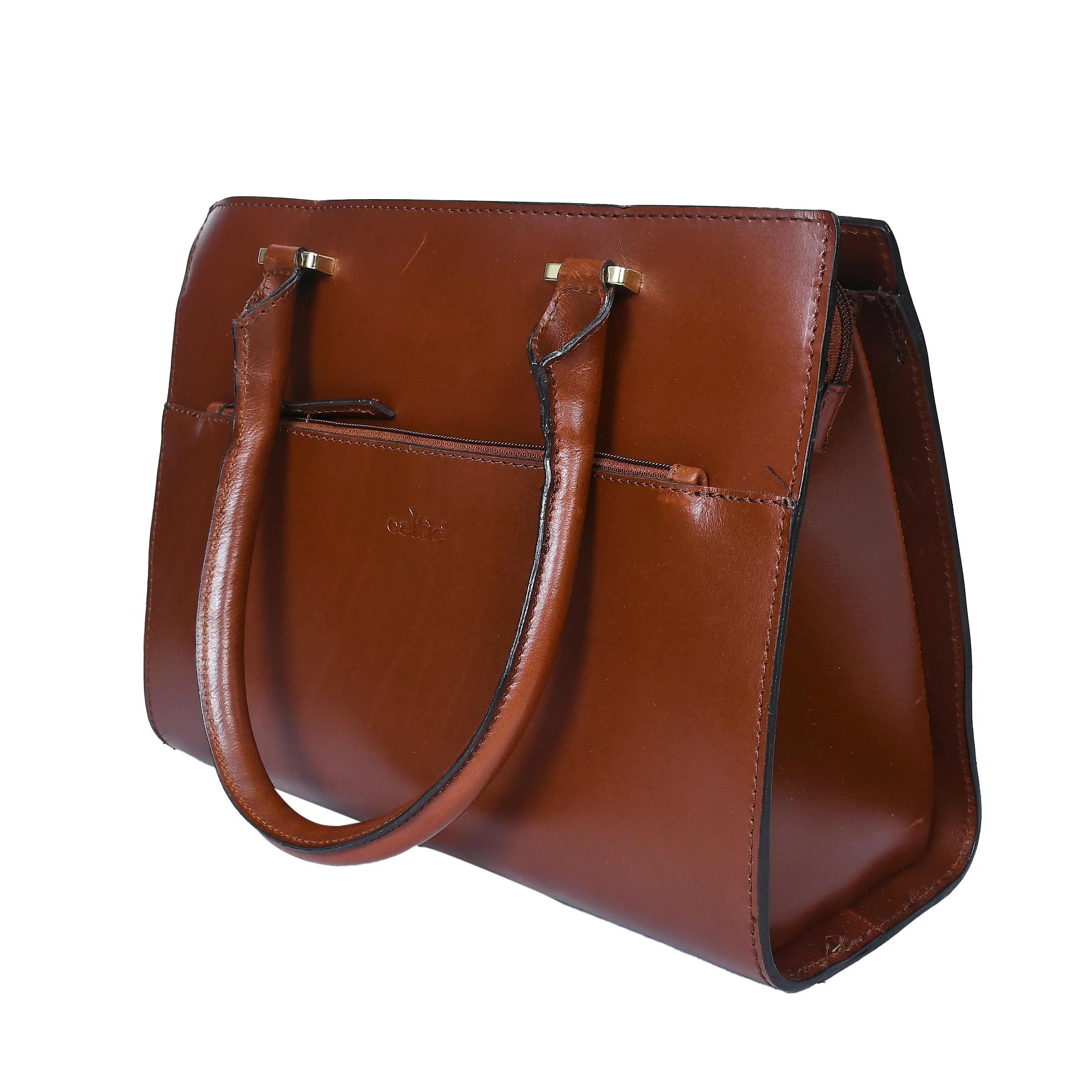 Premium Genuine Leather Tote Handbag with Dual Zip Compartments. - Image 7
