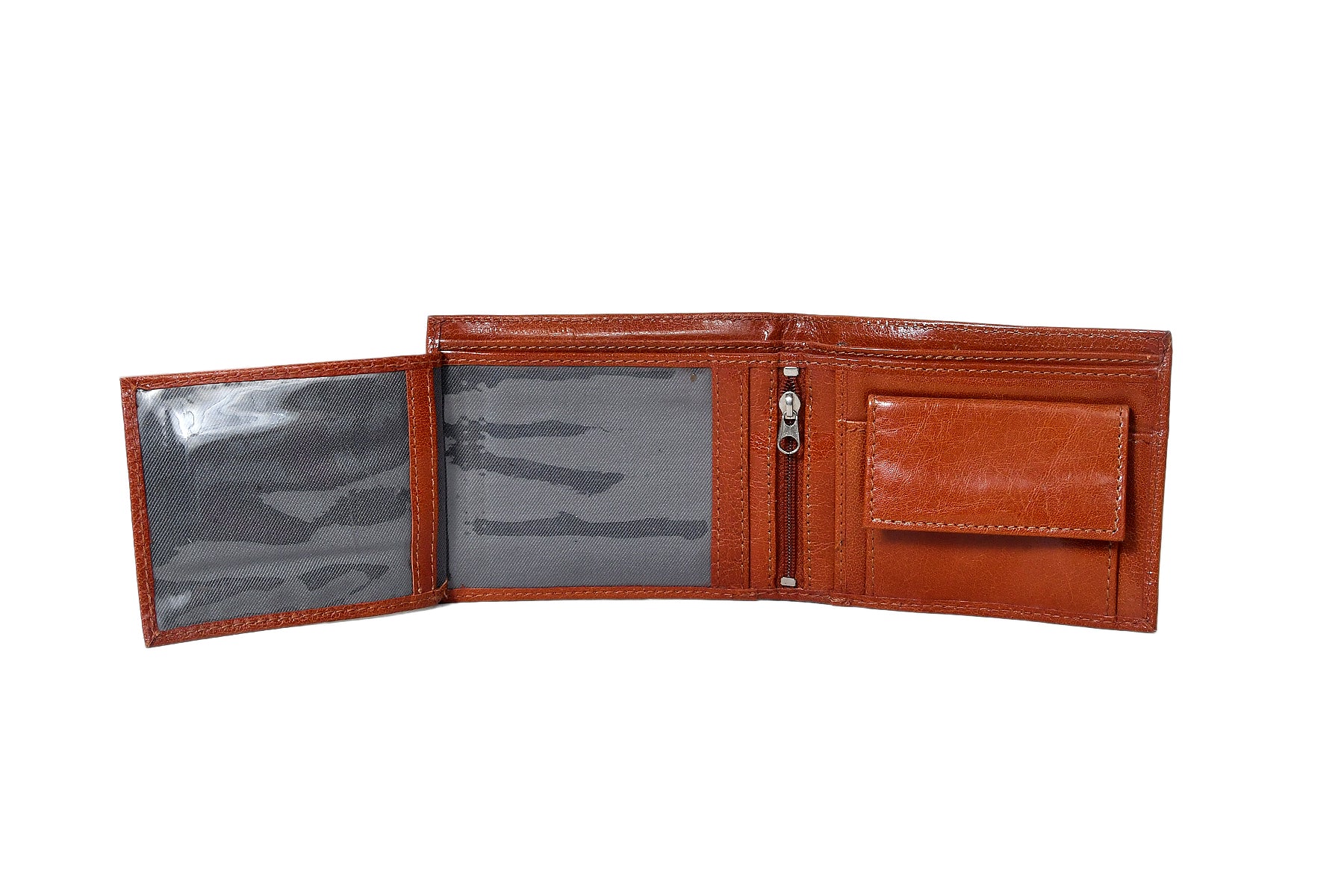 Premium Genuine Leather Bi-Fold Wallet with Zip Coin Pocket & Card Slots - Image 4