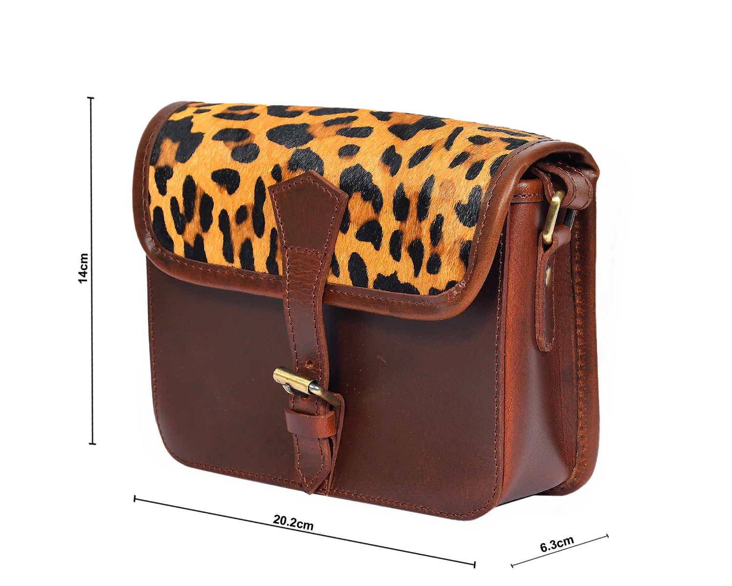 Premium Leather Crossbody Bag with Leopard Print Hairon Flap - Image 3