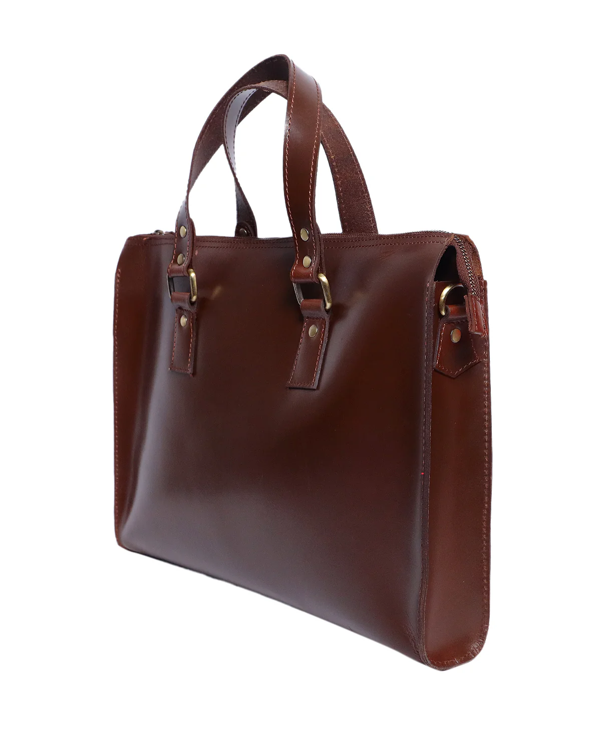 Premium Leather Laptop Bag with Top Handle & Detachable Shoulder Strap - Image 3