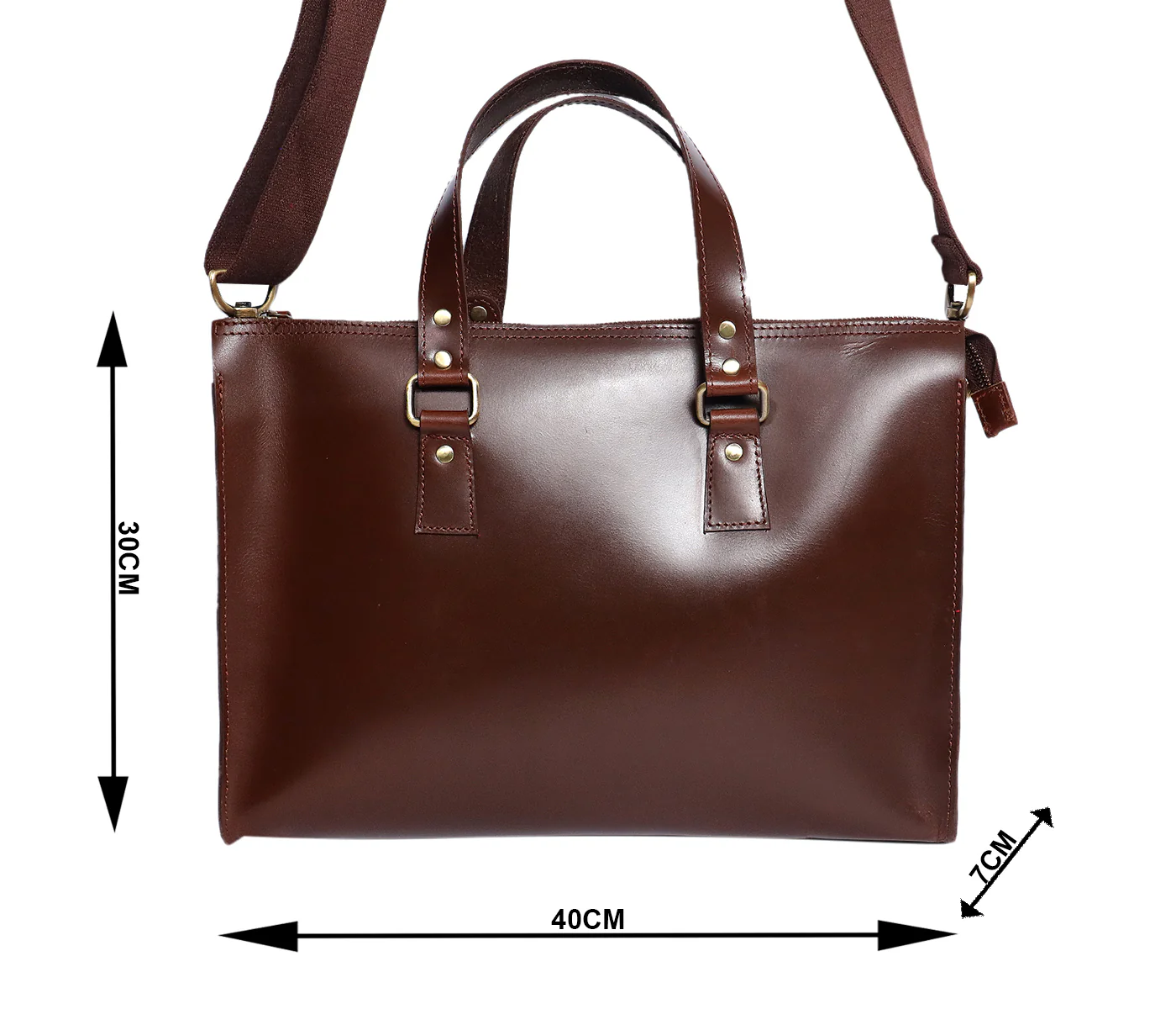 Premium Leather Laptop Bag with Top Handle & Detachable Shoulder Strap - Image 7