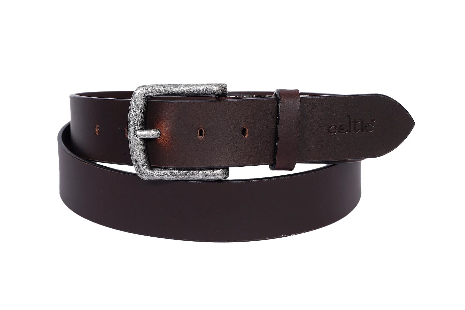 Celtic Brown Leather Belt With Silver Buckle. Art: LB-749 - Image 3