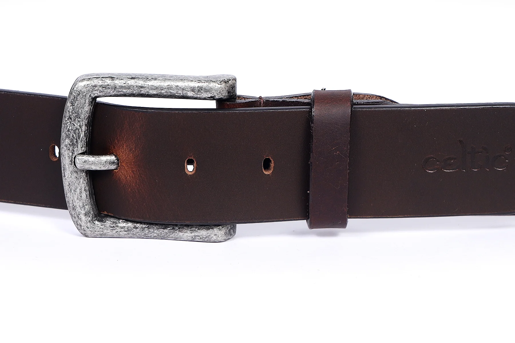 Celtic Brown Leather Belt With Silver Buckle. Art: LB-749 - Image 4