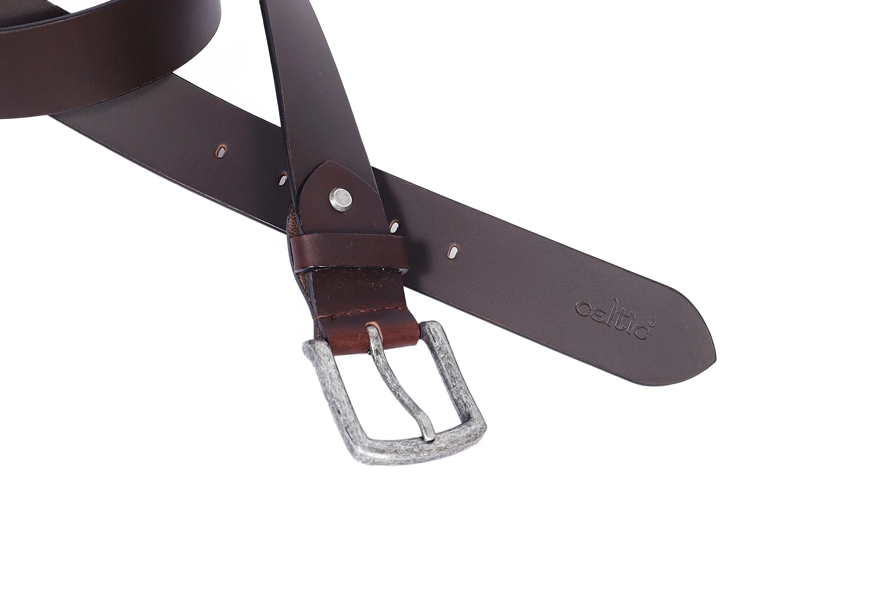 Celtic Brown Leather Belt With Silver Buckle. Art: LB-749 - Image 5