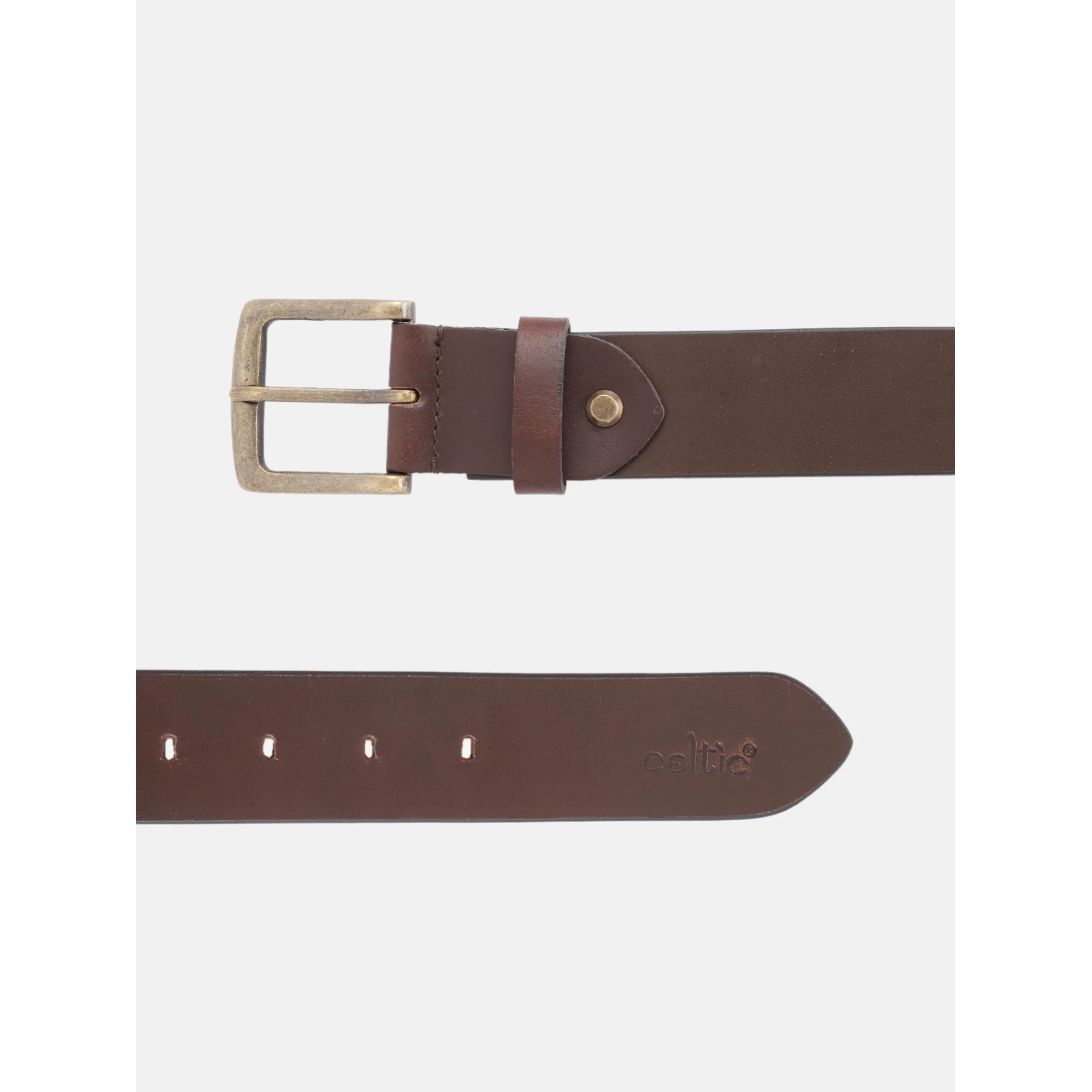Premium Leather Dark Brown Waist Accessory Antique Metal Buckle Formal Casual Wear - Image 4