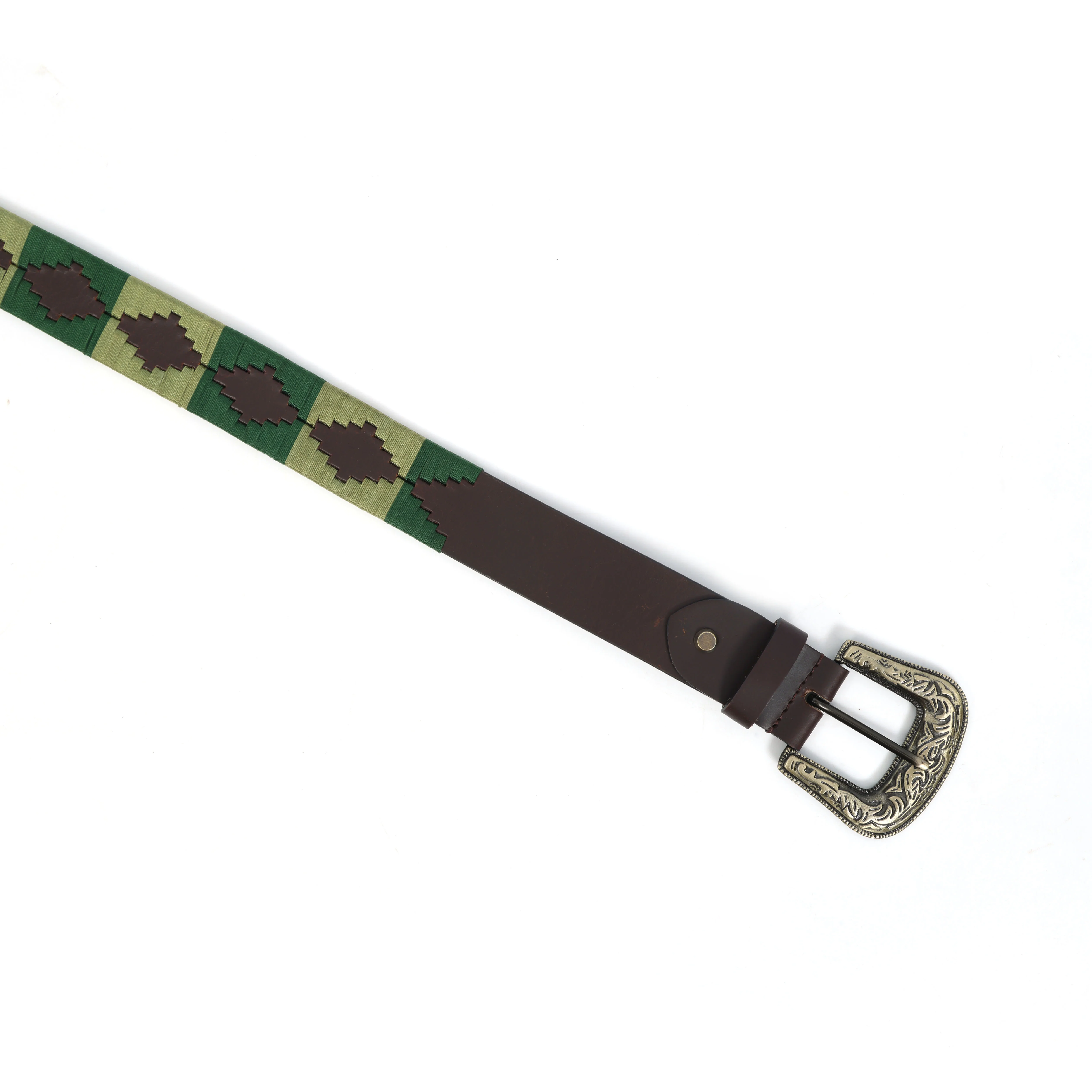 Unisex Handcrafted Leather Woven Green Buckle Artisan Casual Wear Accessory - Image 4