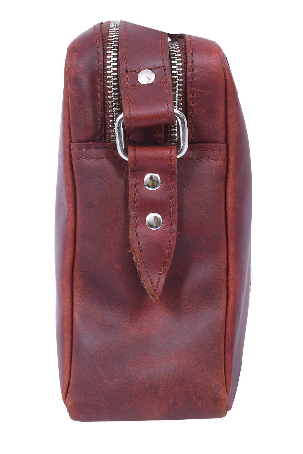 Premium Leather Crossbody Bag with Dual Zipper Compartments for Everyday Use - Image 5