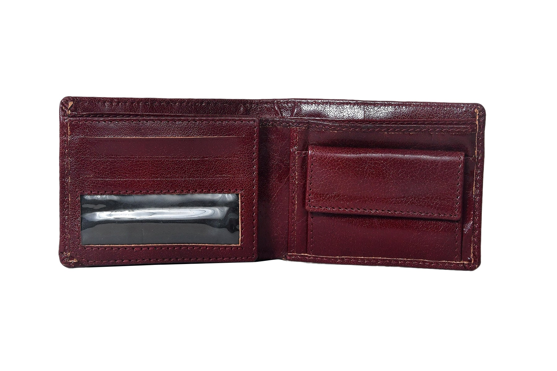 Premium Genuine Leather Bi-Fold Wallet with ID Window & Multiple Card Slots - Image 4