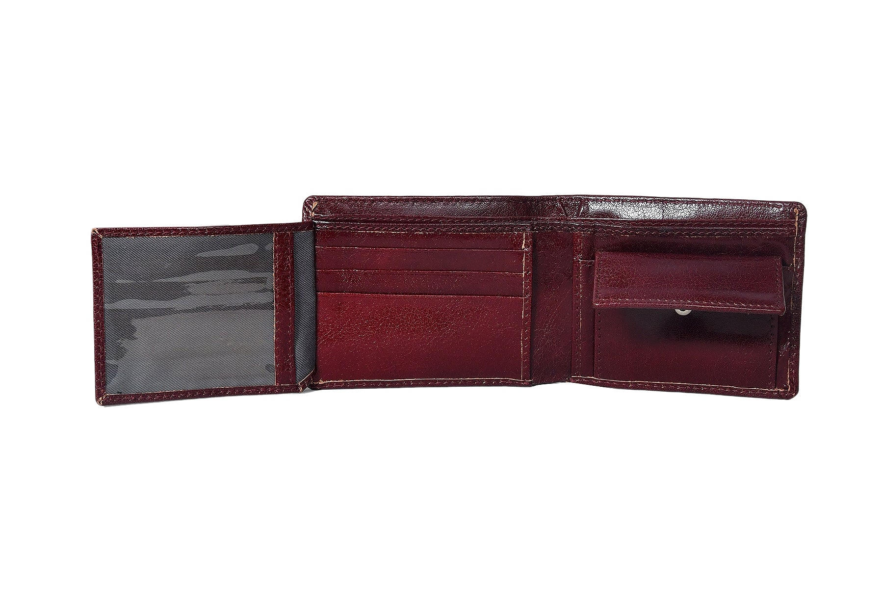 Premium Genuine Leather Bi-Fold Wallet with ID Window & Multiple Card Slots - Image 5