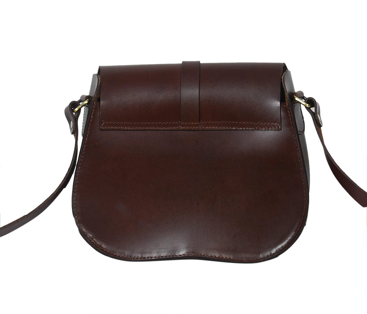 Classic Handmade Dark Brown Leather Saddle Sling Bag - Image 4