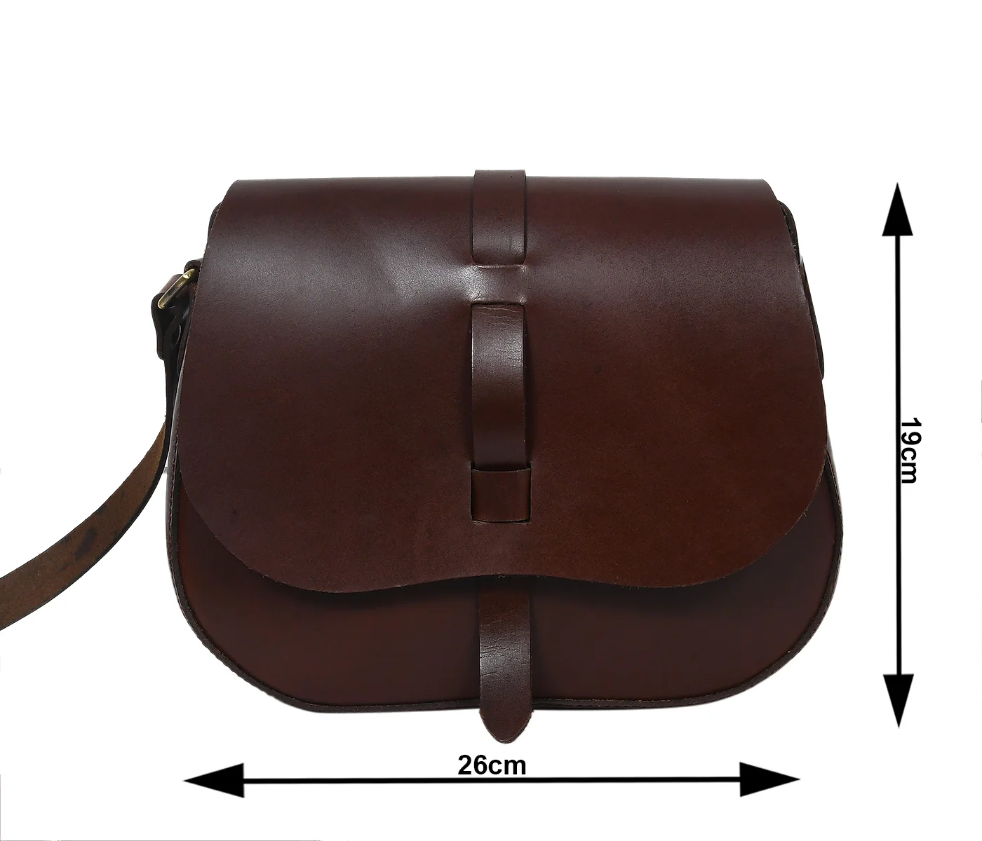 Classic Handmade Dark Brown Leather Saddle Sling Bag - Image 8