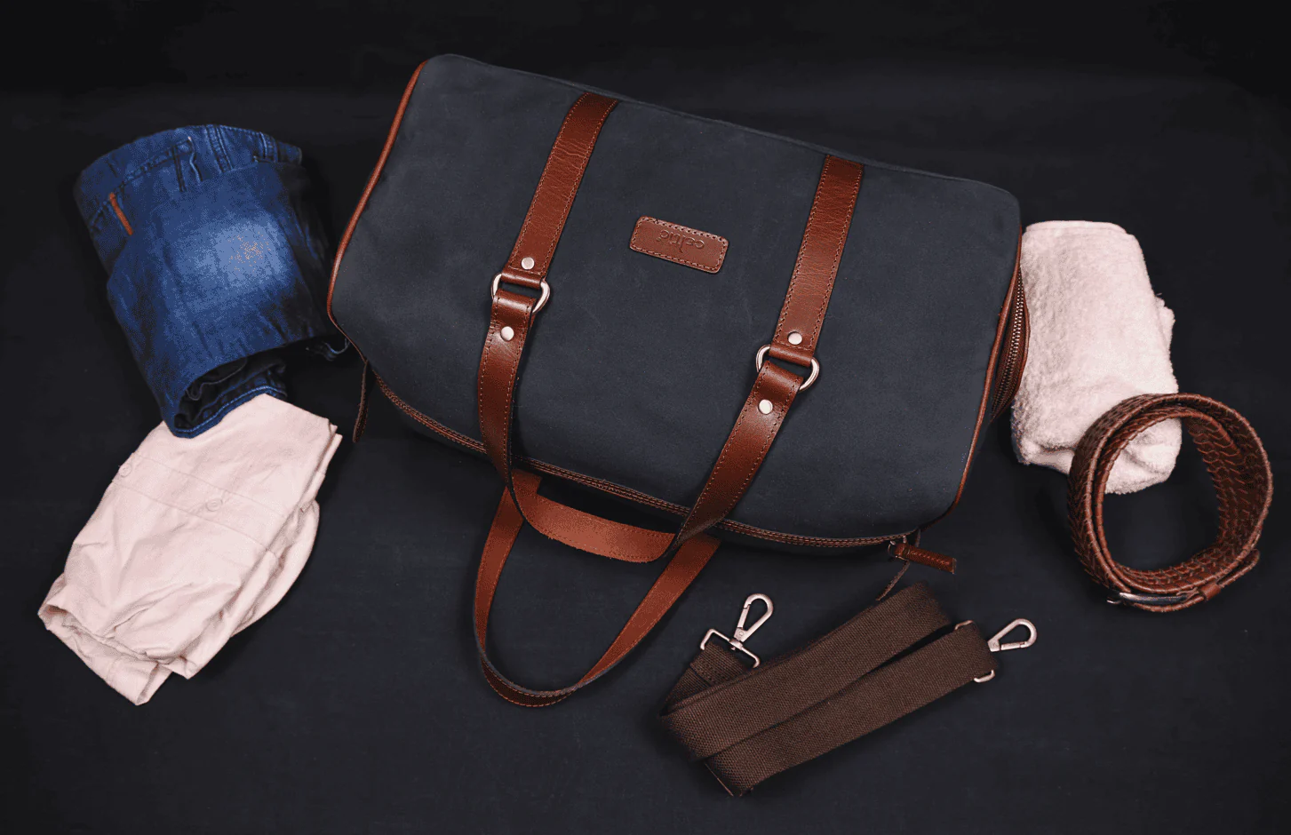 Premium Canvas Travel Duffel Bag with Shoe Compartment  Weekender & Gym Bag - Image 3