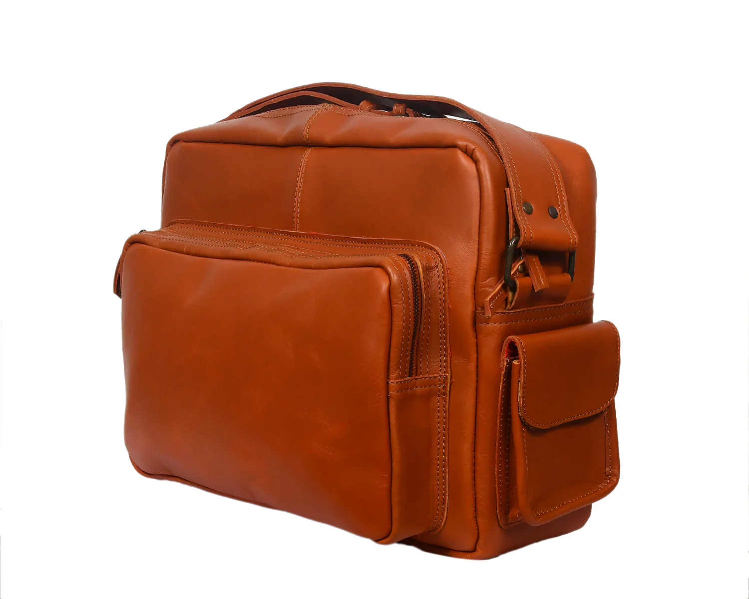 Premium Leather Travel Messenger Bag with Multi-Pockets & Adjustable Strap - Image 5