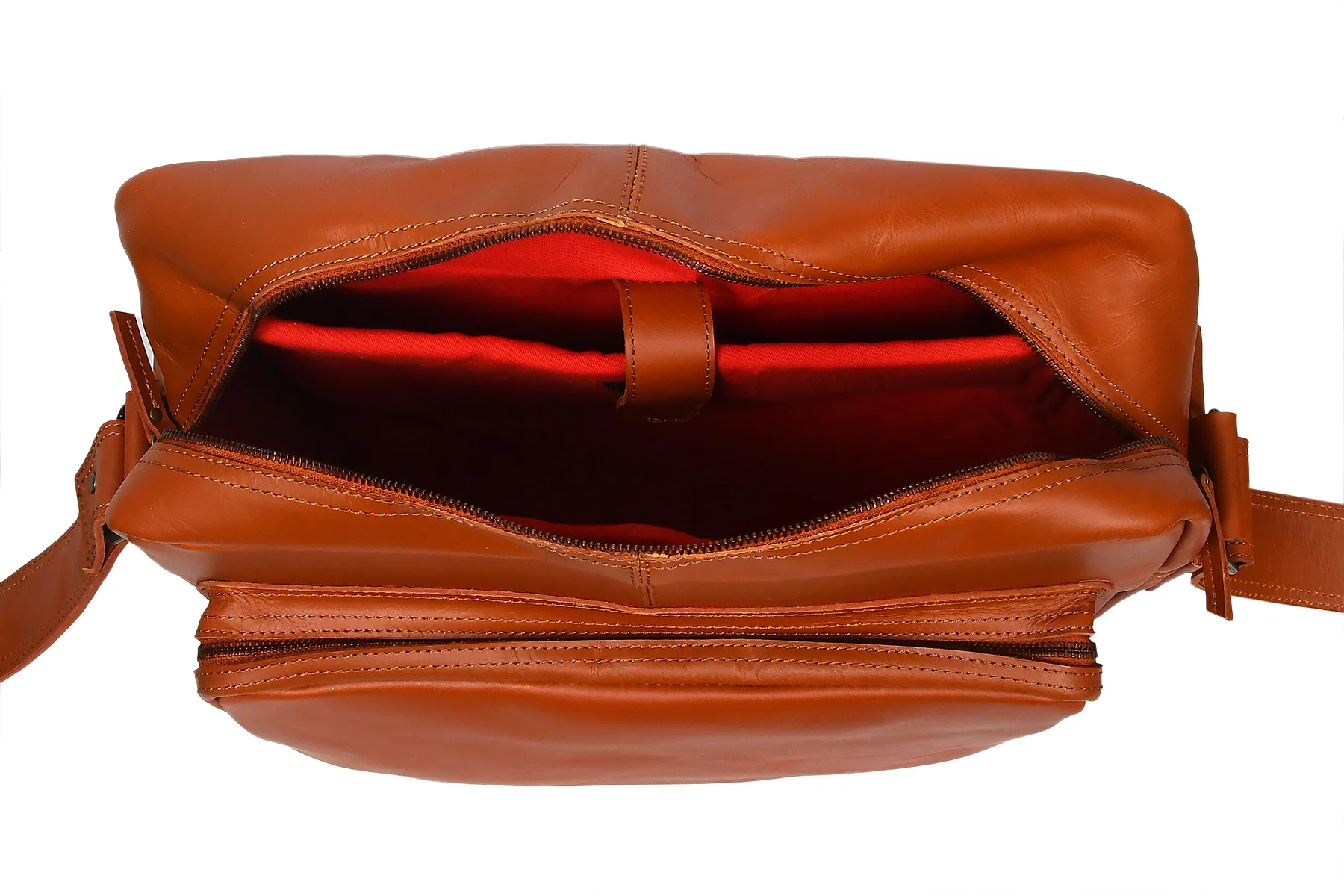Premium Leather Travel Messenger Bag with Multi-Pockets & Adjustable Strap - Image 6