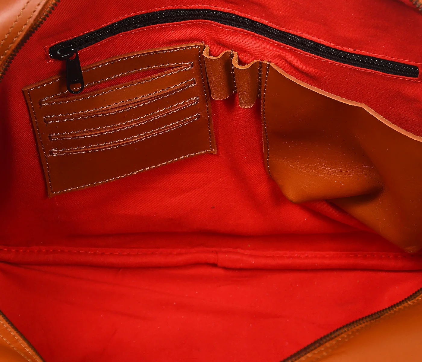 Premium Leather Travel Messenger Bag with Multi-Pockets & Adjustable Strap - Image 7