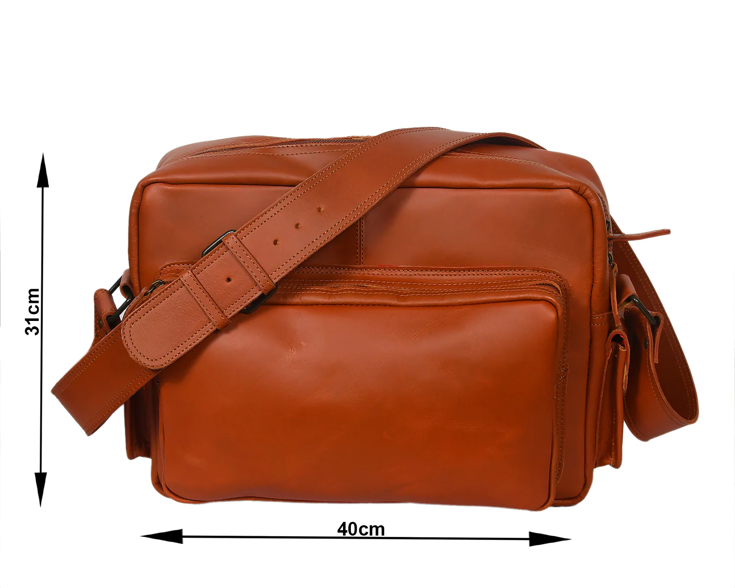 Premium Leather Travel Messenger Bag with Multi-Pockets & Adjustable Strap - Image 8