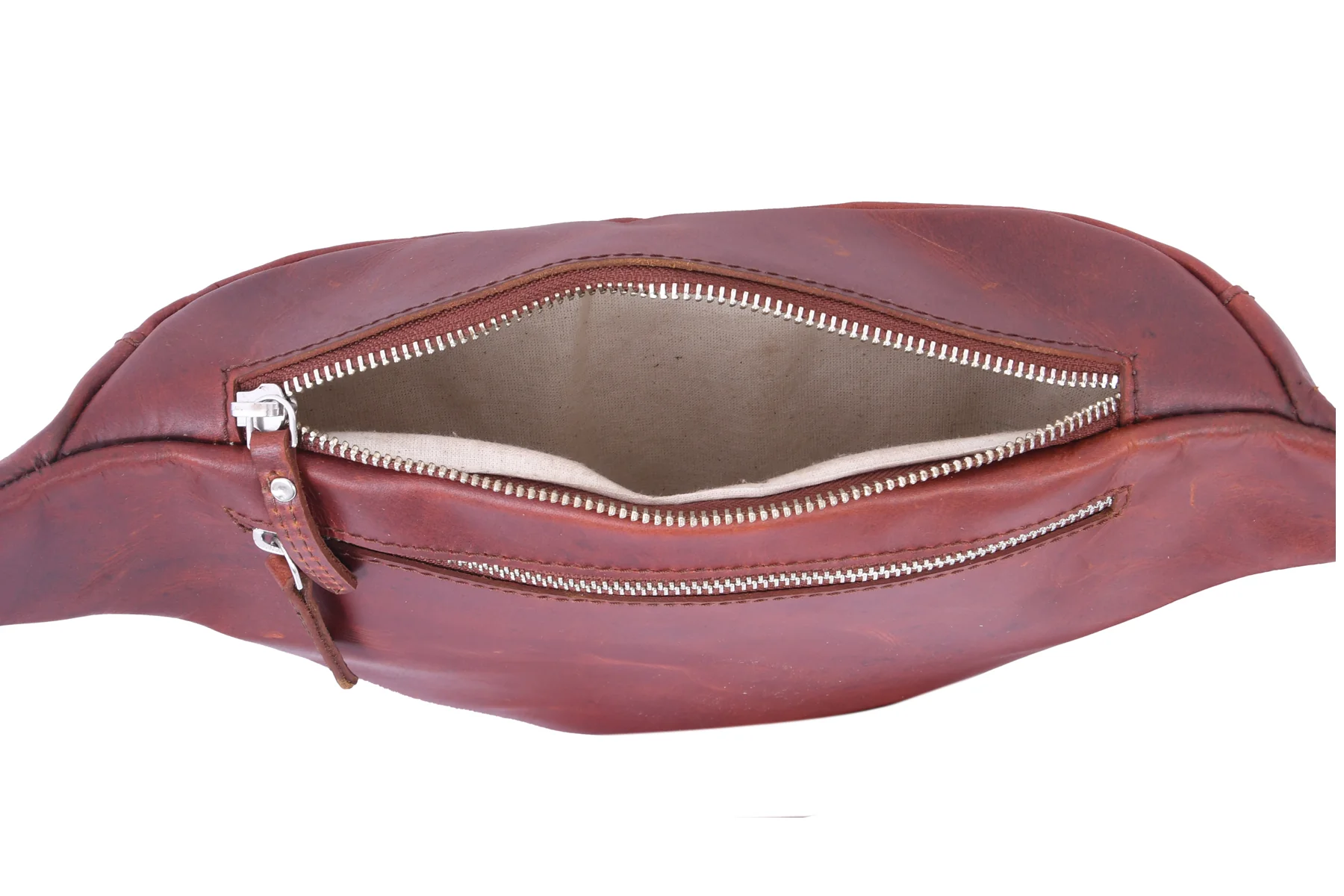 Full-Grain Leather waist bag with Adjustable Strap & Secure Zipper Closure - Image 11