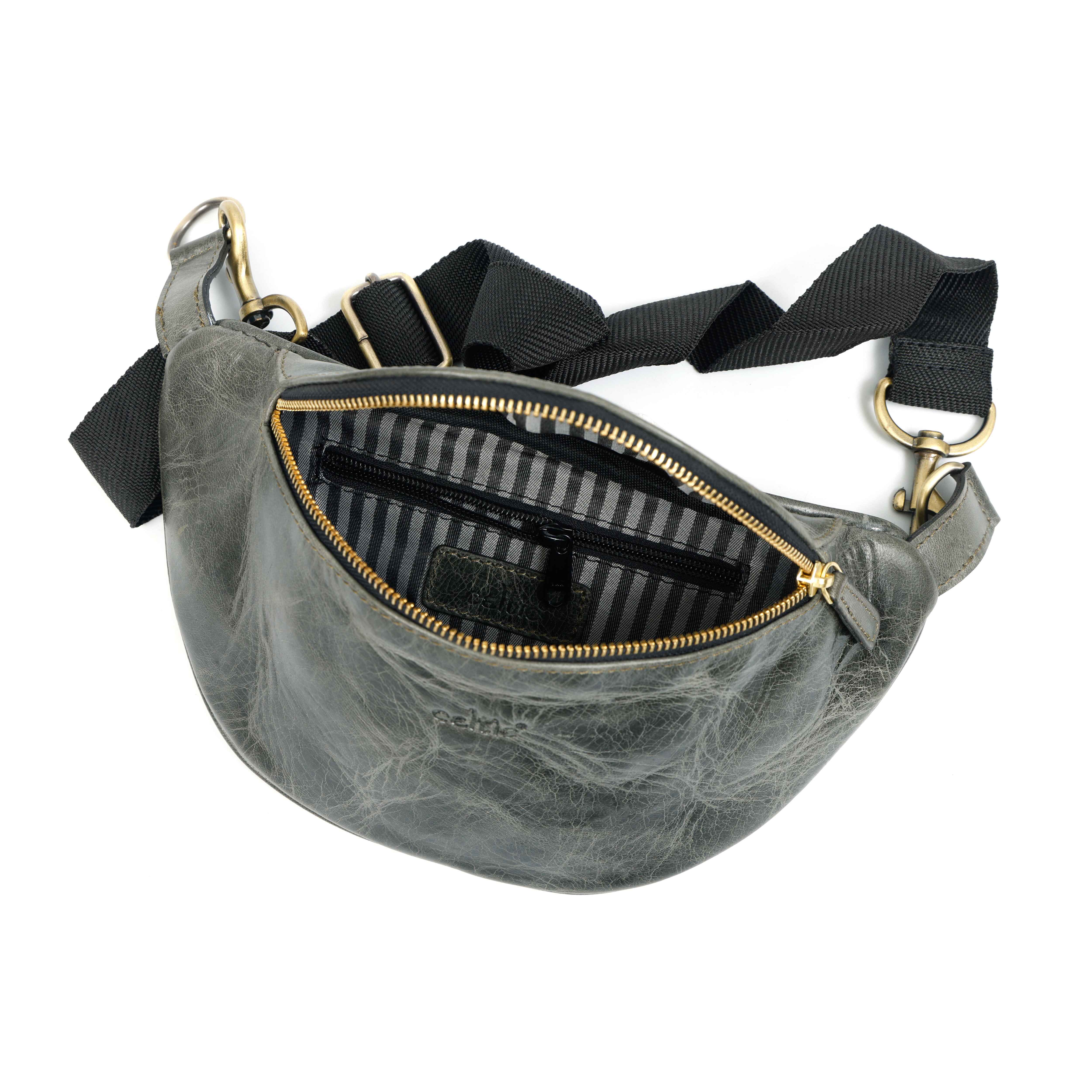 Full-Grain Leather waist bag with Adjustable Strap & Secure Zipper Closure - Image 4