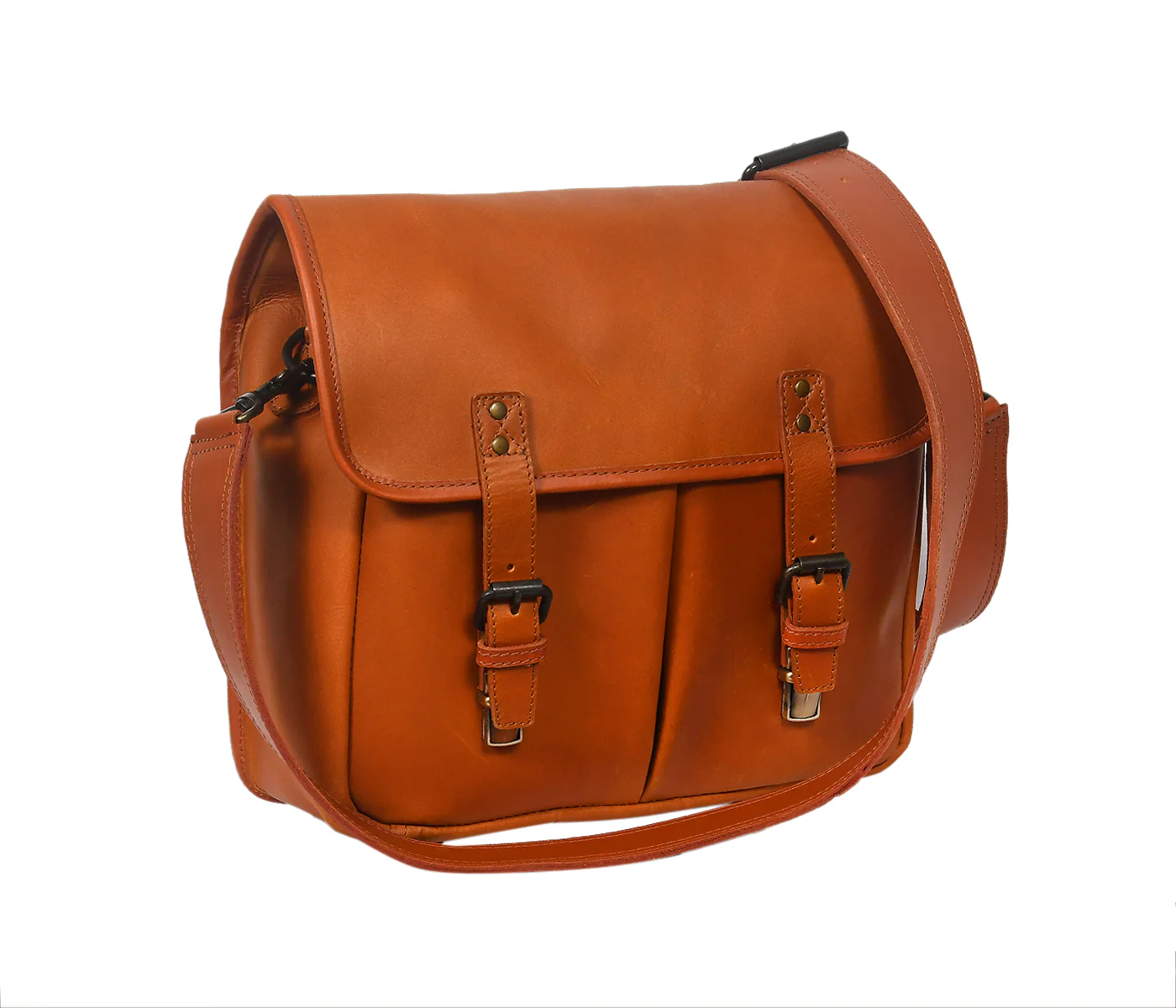 Premium Leather Camera Messenger Bag with Removable Compartments & Adjustable Strap - Image 4