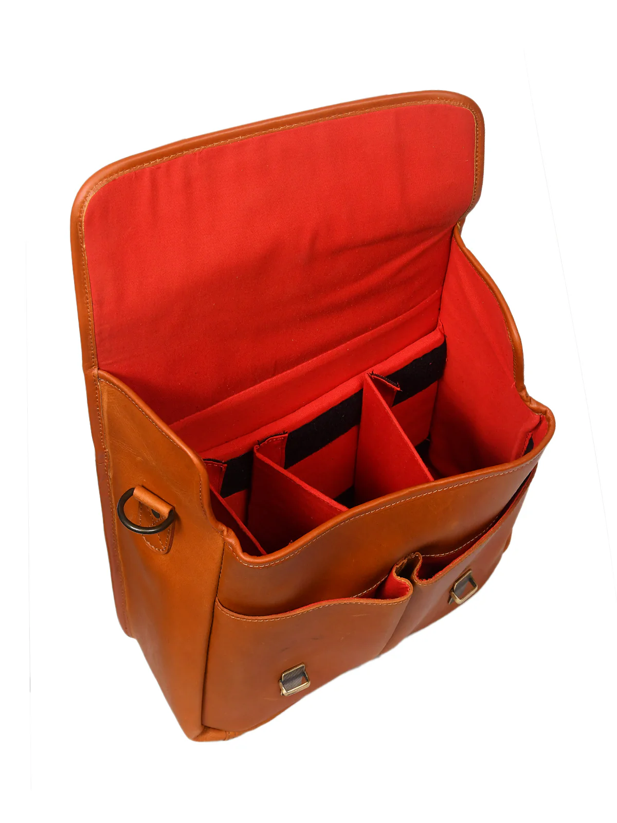 Premium Leather Camera Messenger Bag with Removable Compartments & Adjustable Strap - Image 6