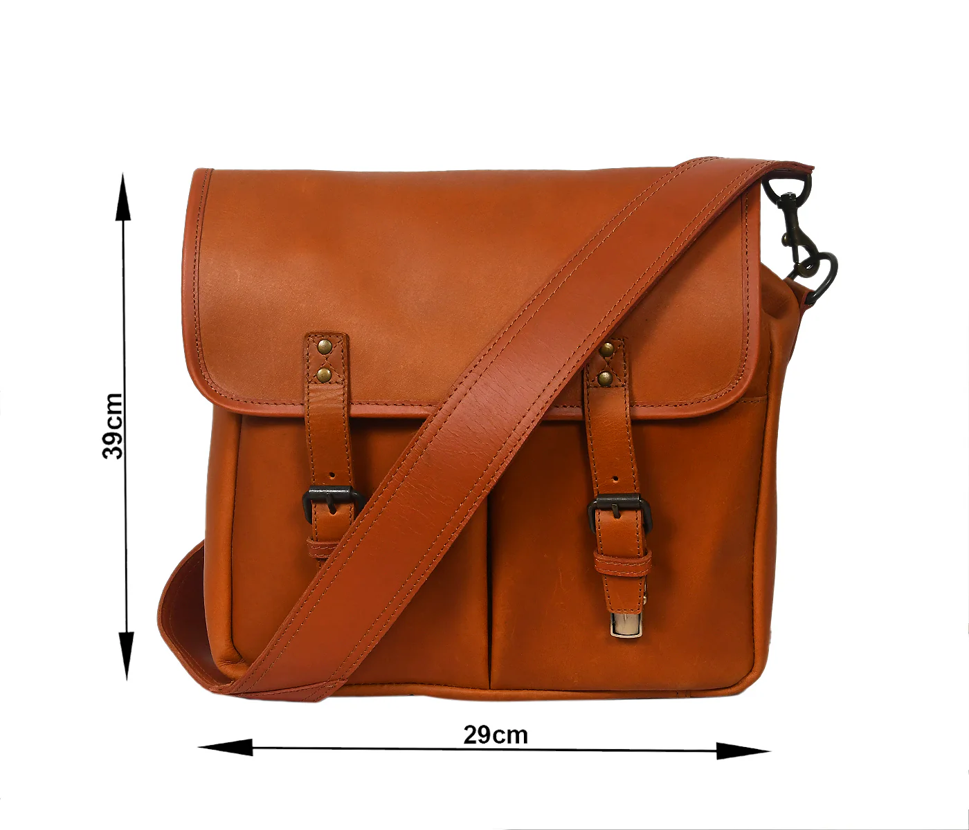 Premium Leather Camera Messenger Bag with Removable Compartments & Adjustable Strap - Image 7