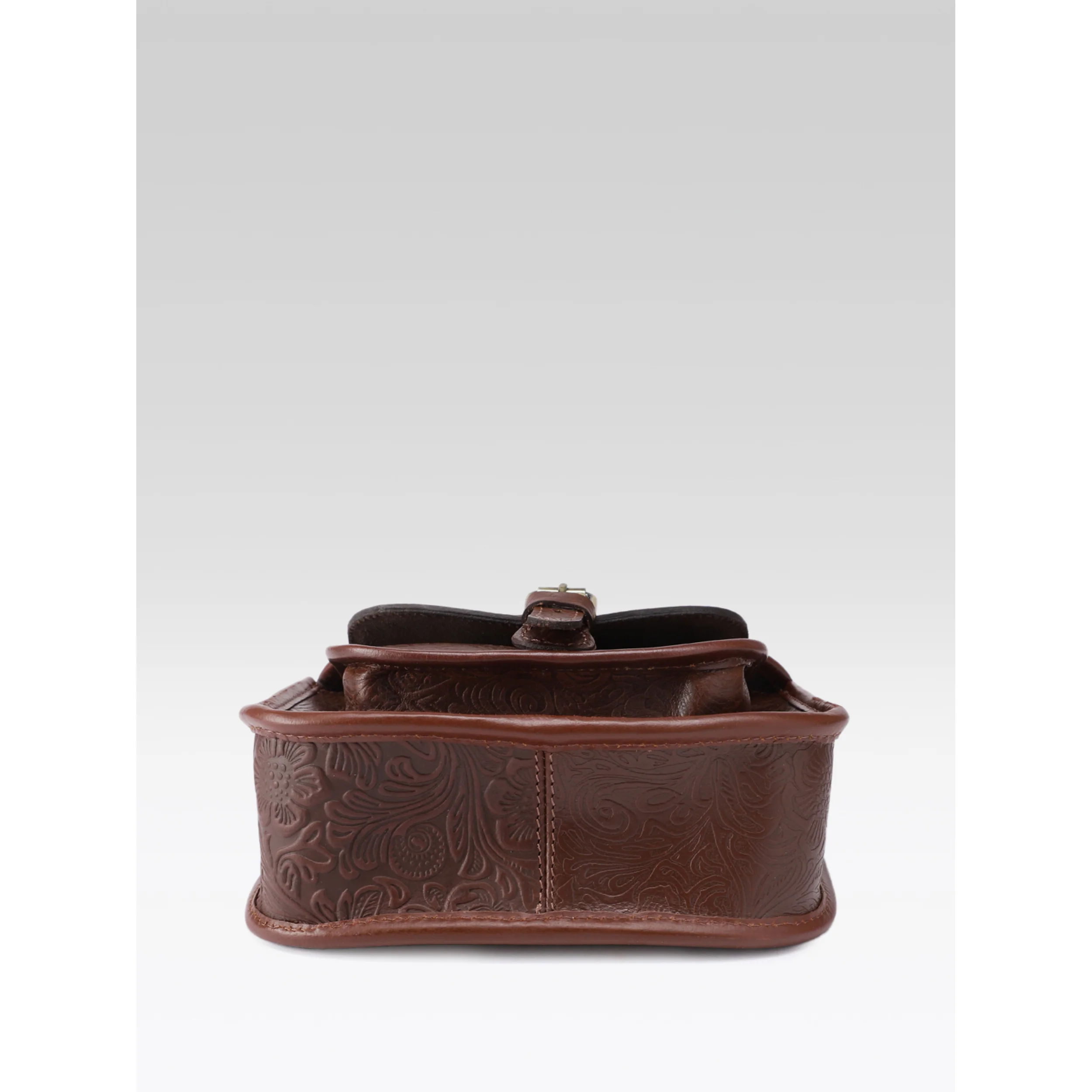 Premium Genuine Embossed Leather Sling Bag with Buckle Flap & Front Pocket - Image 15