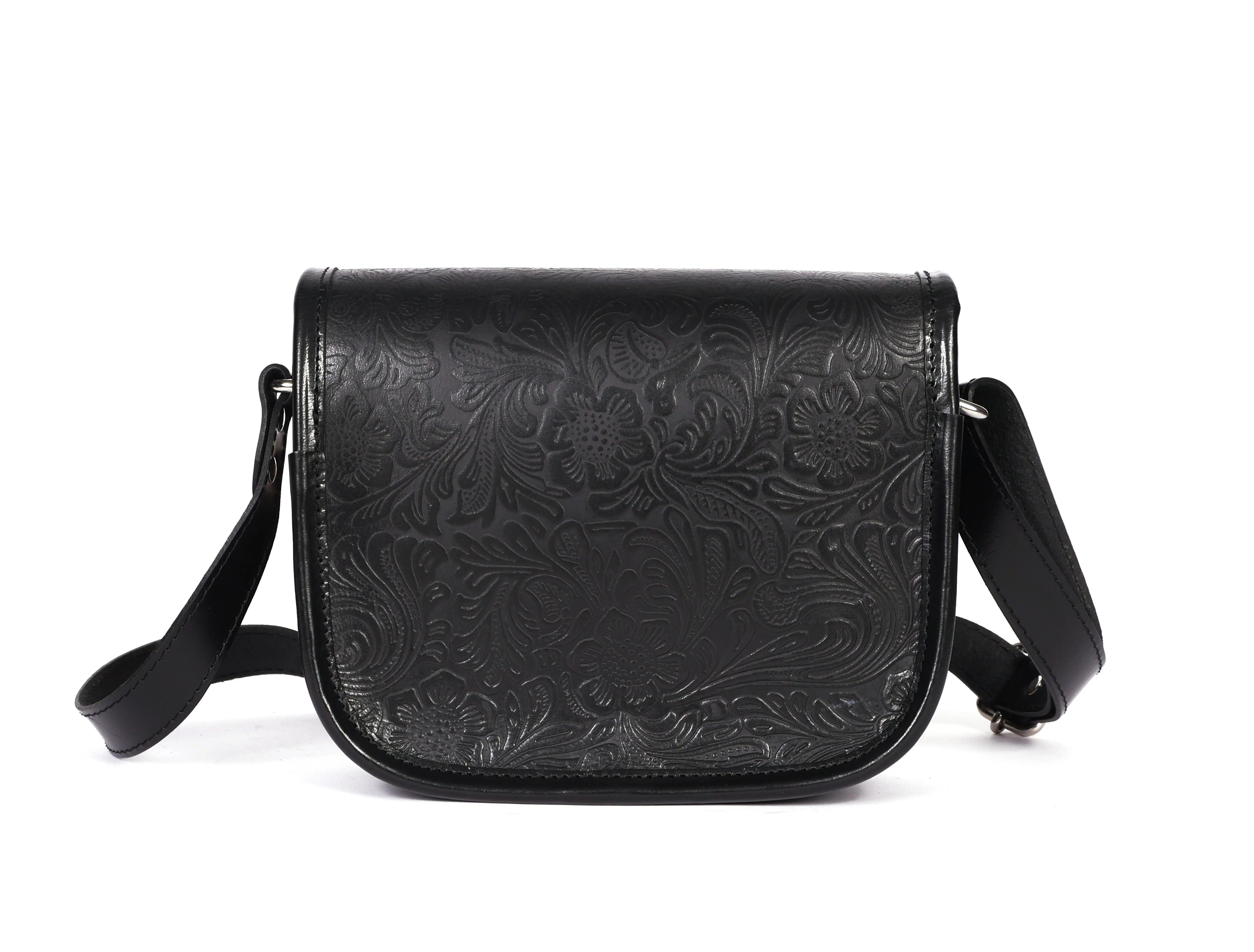 Premium Genuine Embossed Leather Sling Bag with Buckle Flap & Front Pocket - Image 6