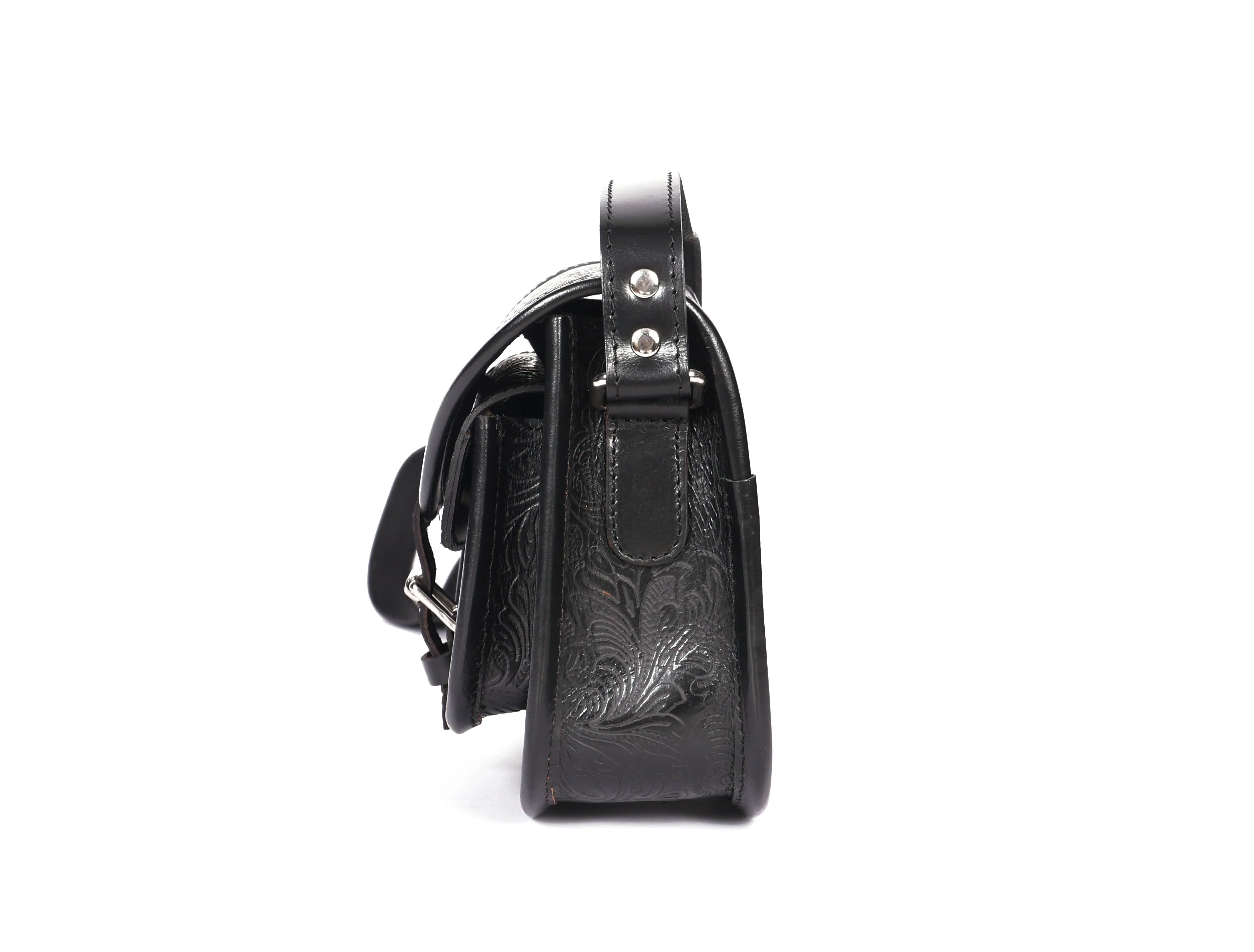 Premium Genuine Embossed Leather Sling Bag with Buckle Flap & Front Pocket - Image 7