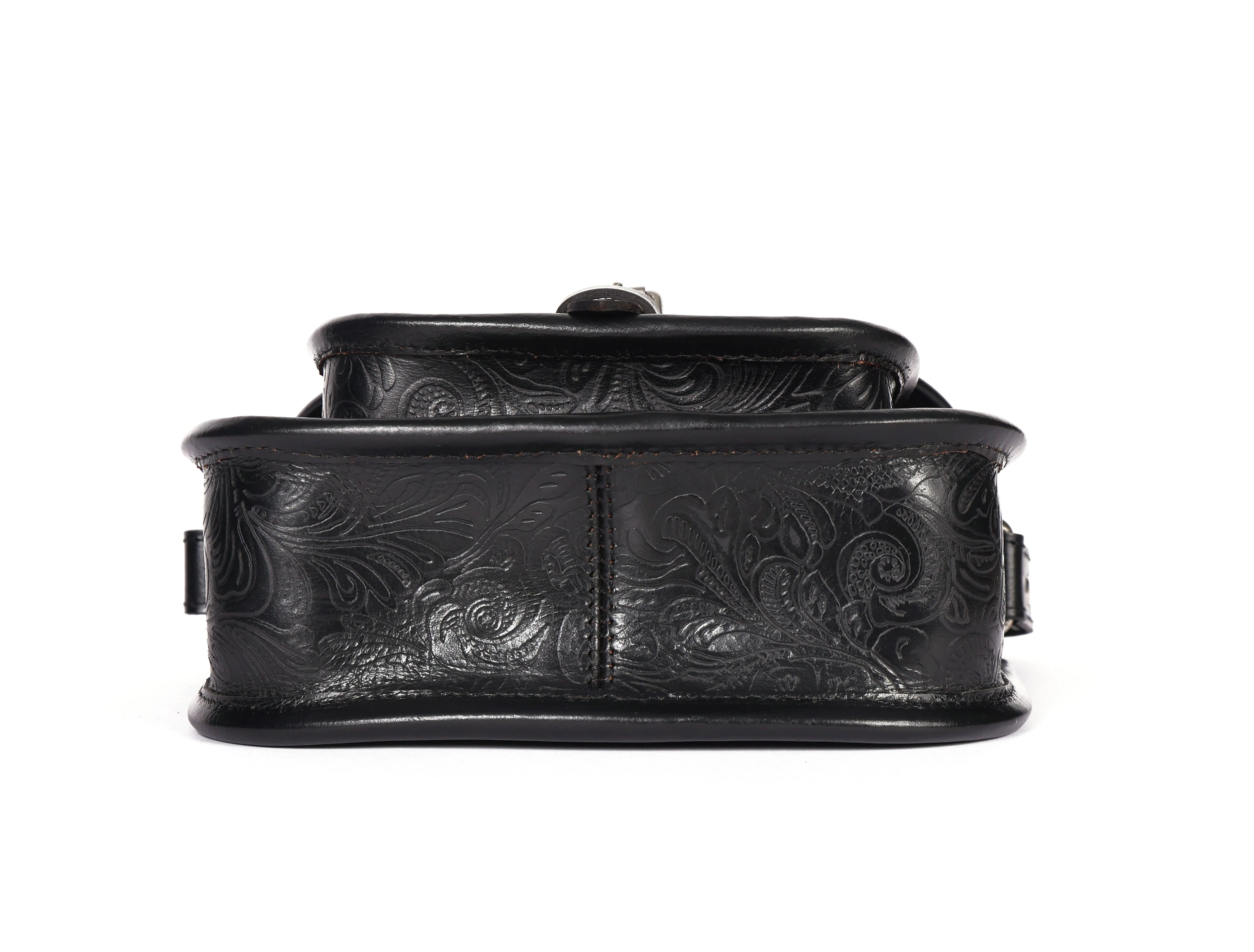 Premium Genuine Embossed Leather Sling Bag with Buckle Flap & Front Pocket - Image 8