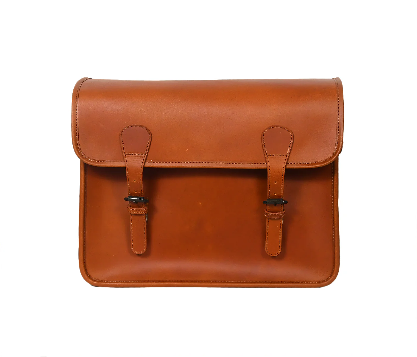 Premium Leather Laptop Messenger Bag with Dual Buckle Flap & Adjustable Strap - Image 3