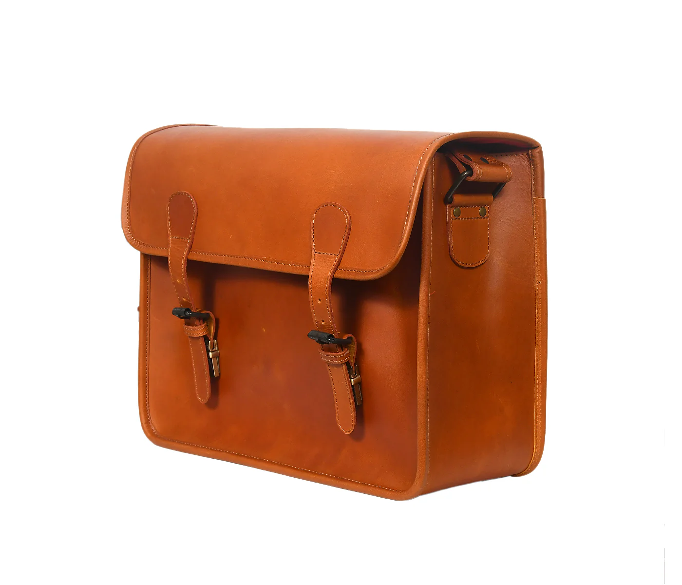 Premium Leather Laptop Messenger Bag with Dual Buckle Flap & Adjustable Strap - Image 4