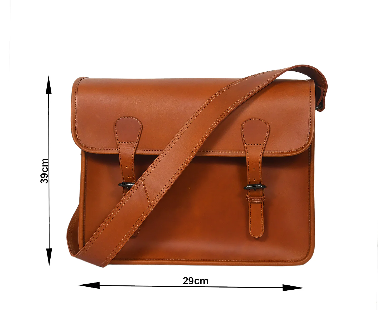 Premium Leather Laptop Messenger Bag with Dual Buckle Flap & Adjustable Strap - Image 8