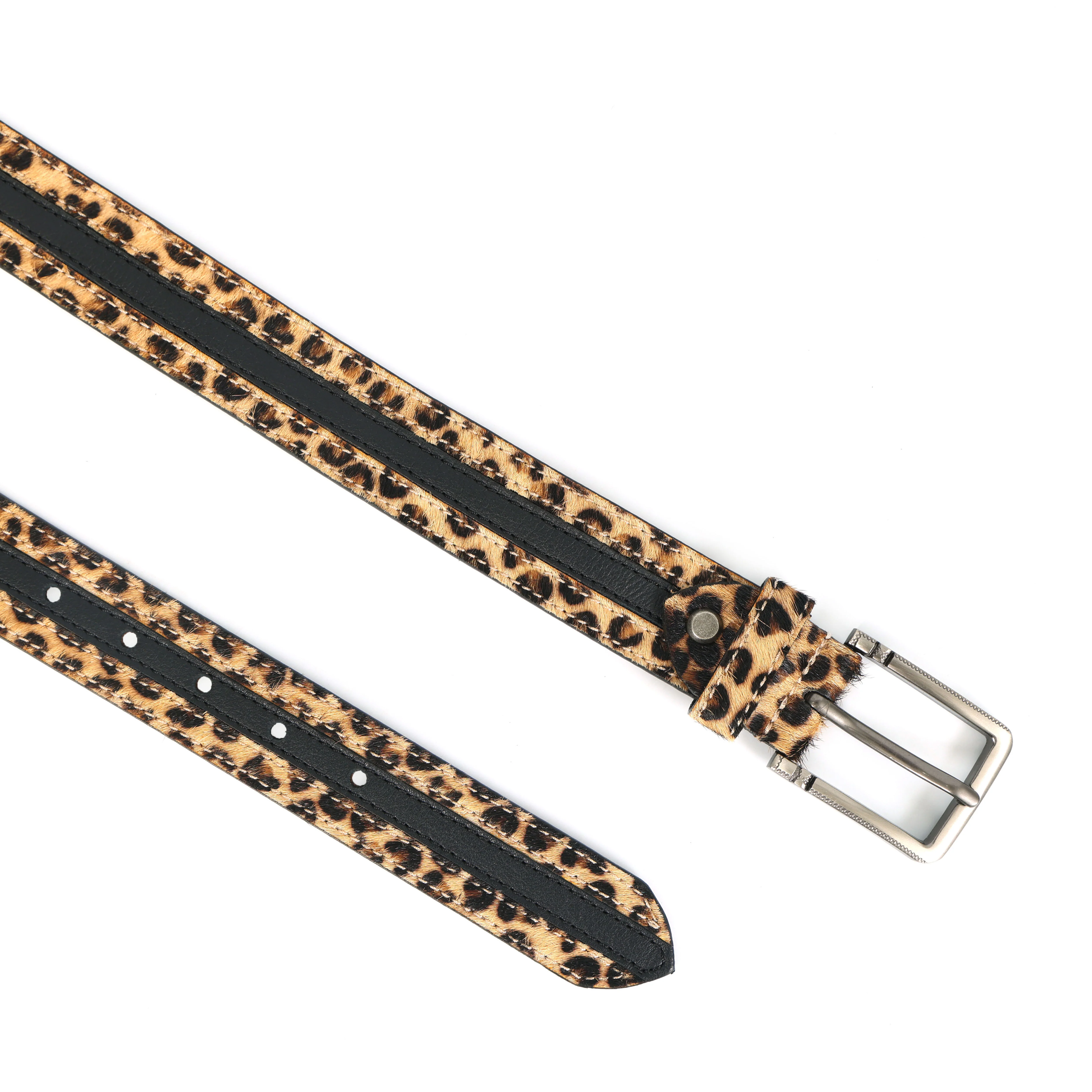 Womens Leopard Print Leather Belt with Sleek Metal Buckle for Trendy Casual Wear - Image 2