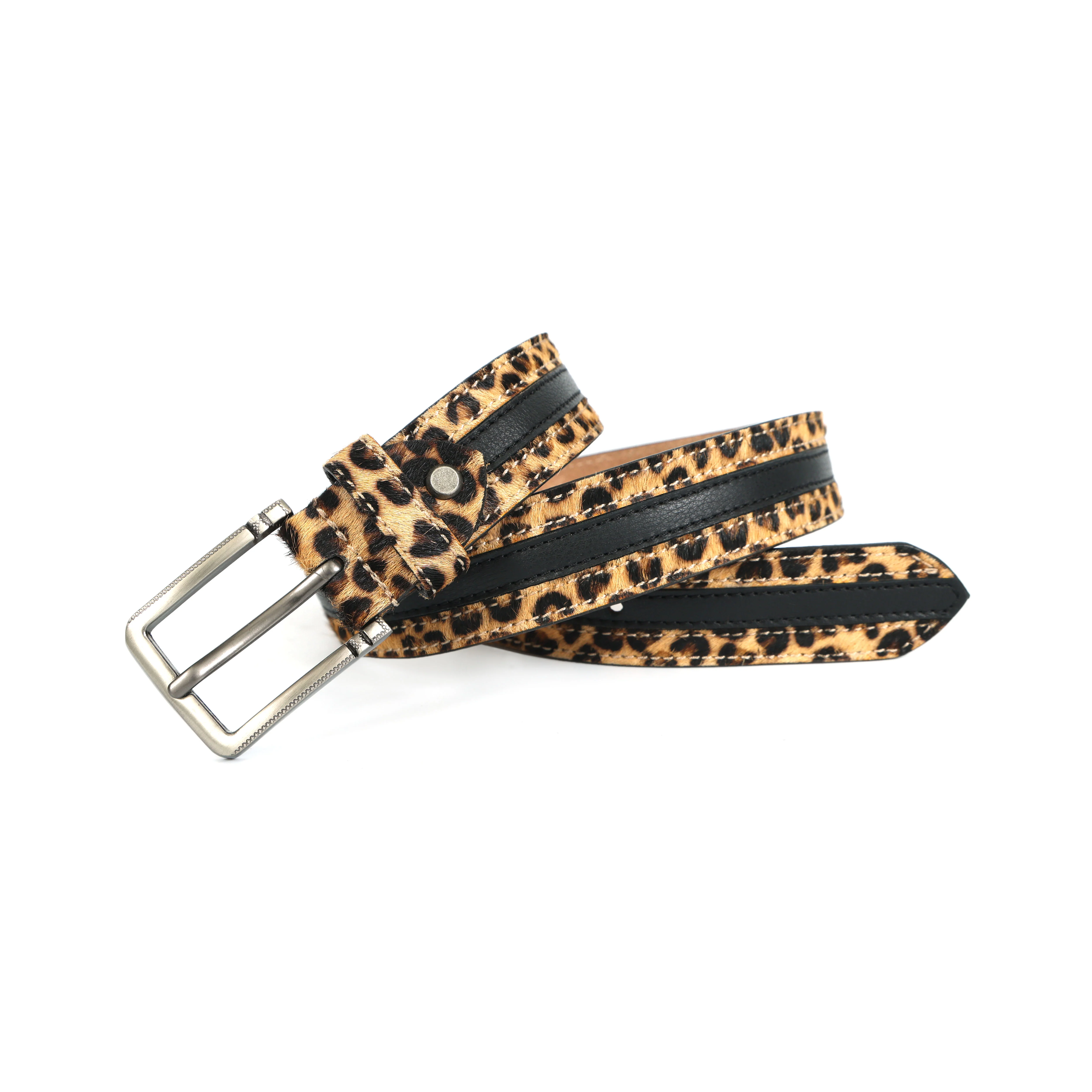 Womens Leopard Print Leather Belt with Sleek Metal Buckle for Trendy Casual Wear - Image 4