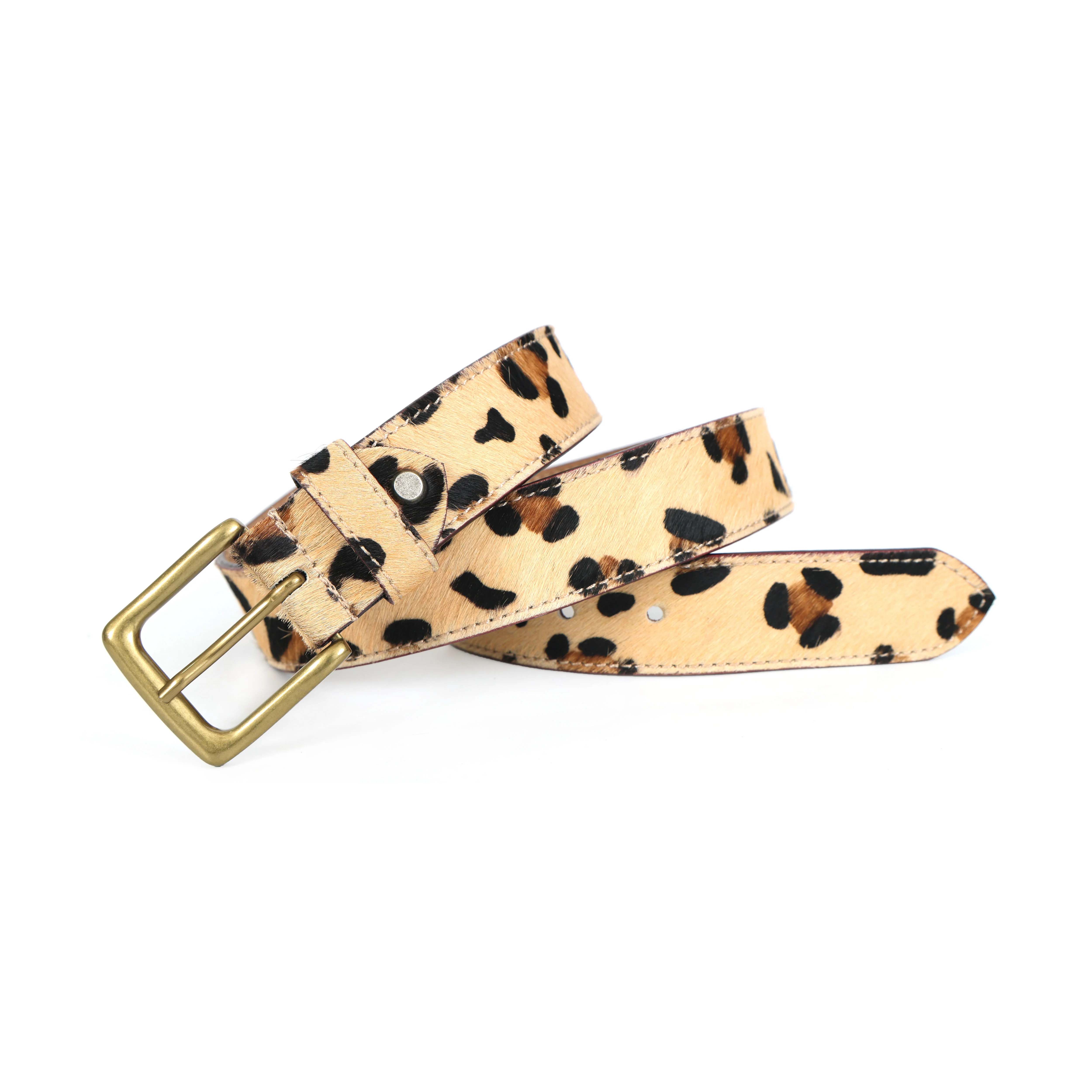 Unisex Leopard Print Leather Belt With Gold Buckle Stylish Animal Pattern Fashion Accessory - Image 2