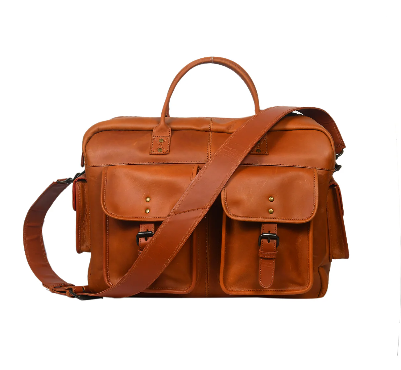 Unisex Leather Messenger & Travel Satchel Bag with Adjustable Shoulder Strap - Image 2