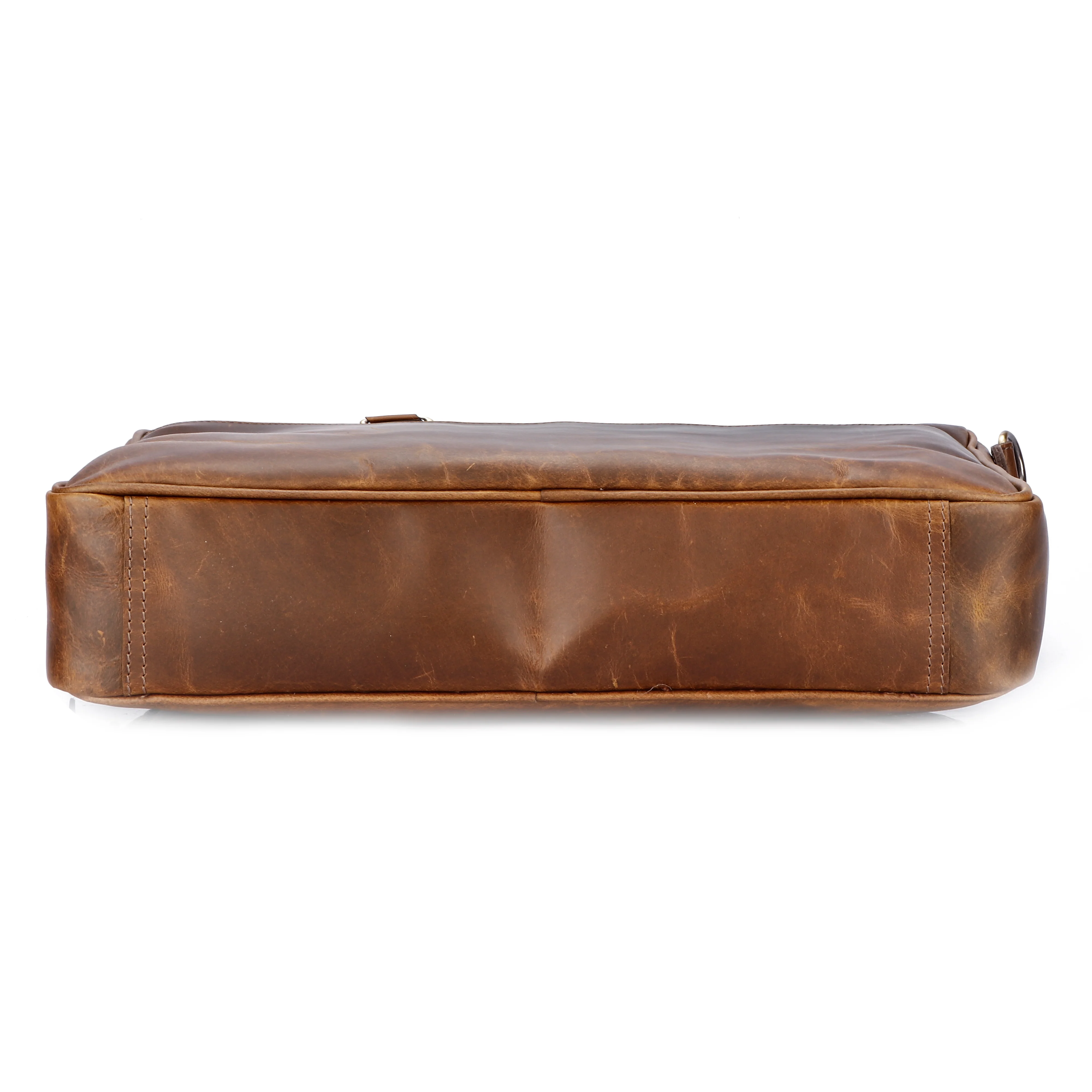 Vintage Full-Grain Leather Office Briefcase with Adjustable Shoulder Strap - Image 5