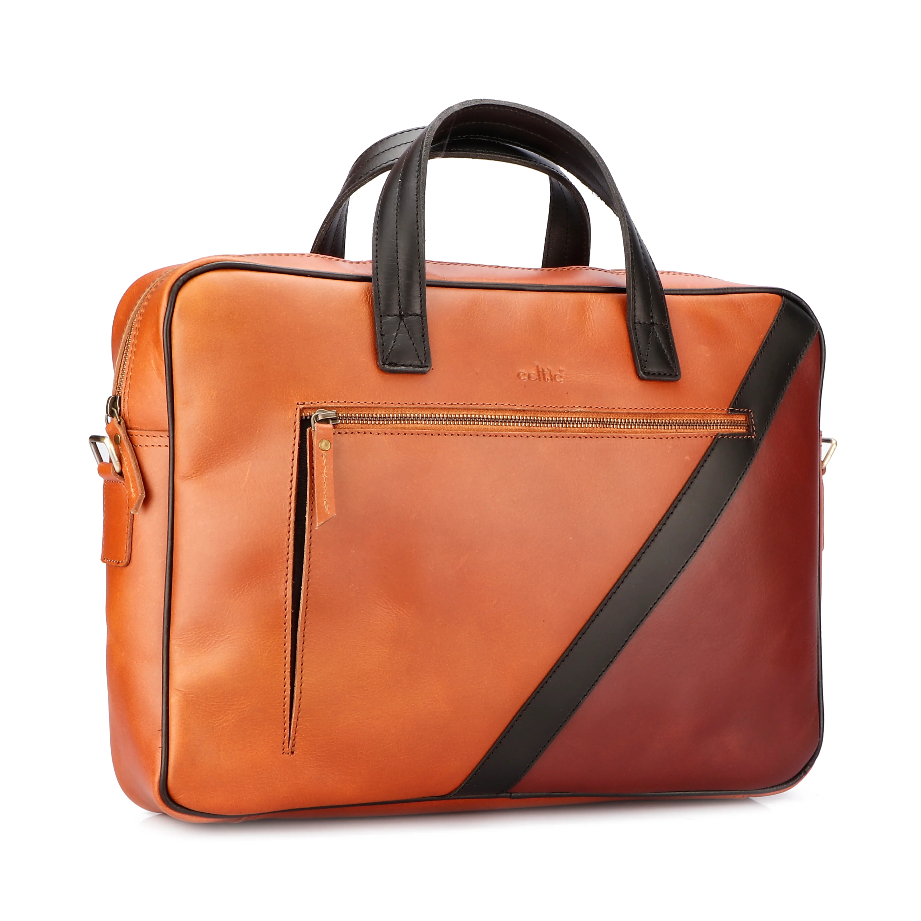 Premium Two-Tone Leather Office & Laptop Bag with Detachable Shoulder Strap - Image 6