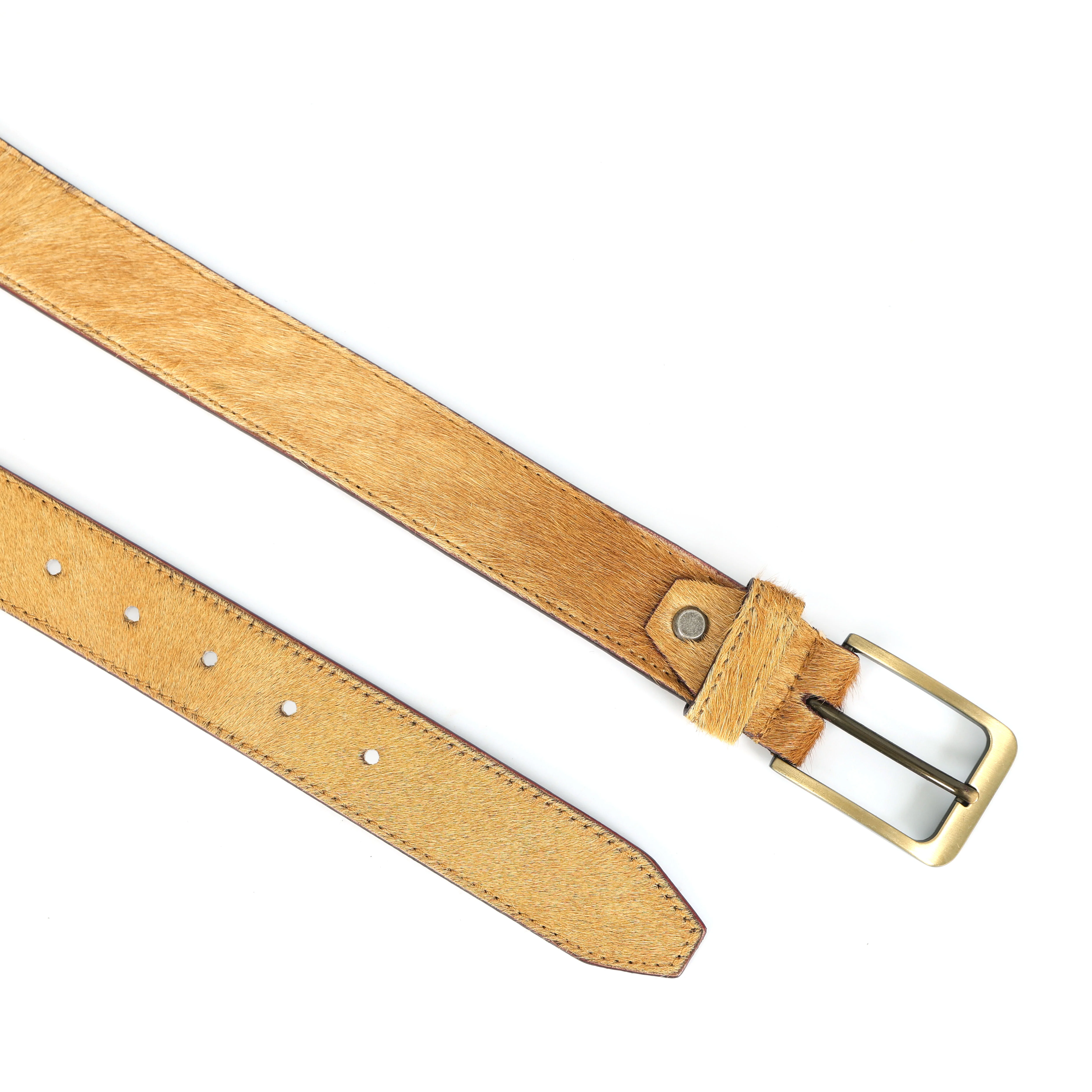 Unisex Premium Tan Hairon Leather Belt With Brass Buckle Handmade Stylish Accessory - Image 4